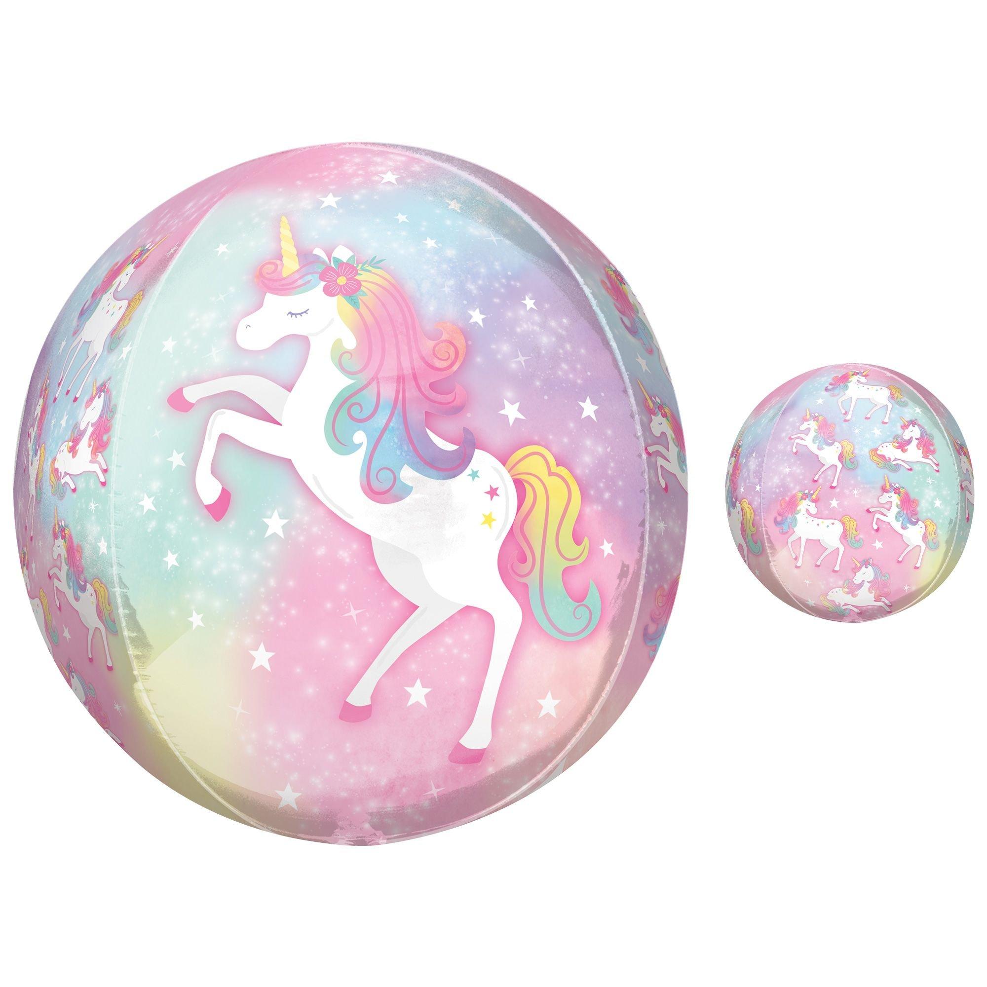 Enchanted Unicorn Plastic Balloon. 15in x 16in - See Thru Orbz