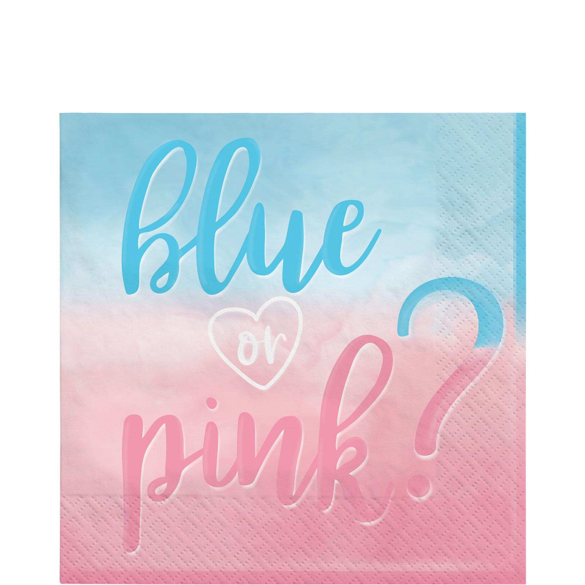 Blue or Pink? Gender Reveal Paper Lunch Napkins. 6.5in. 16ct - The Big Reveal