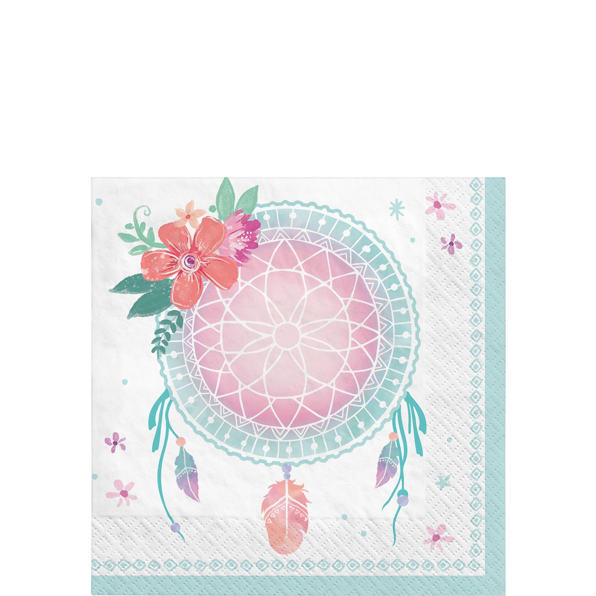 Free Spirit Boho Paper Beverage Napkins. 5in. 16ct
