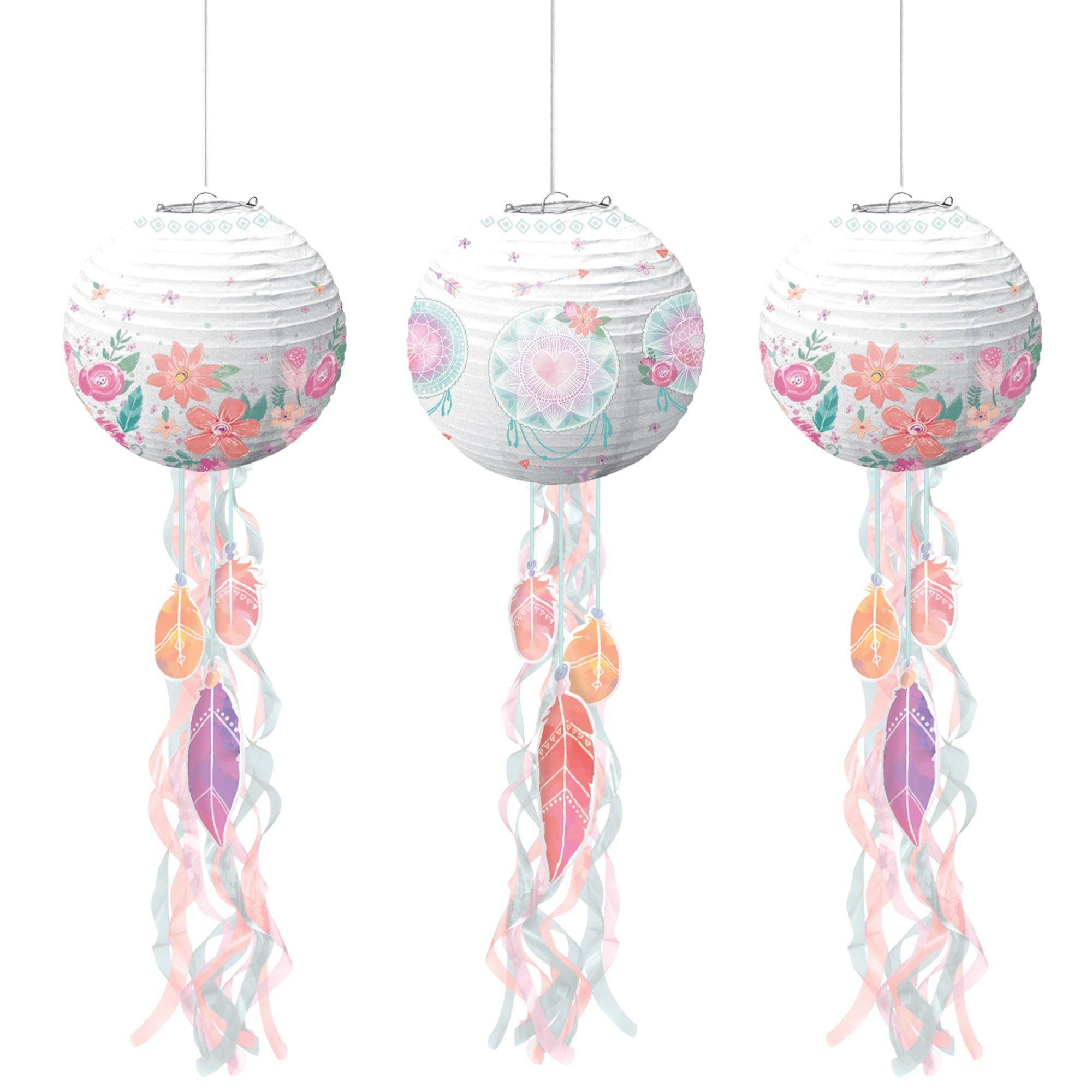 Free Spirit Boho Paper Lanterns. 9.5in. 3ct