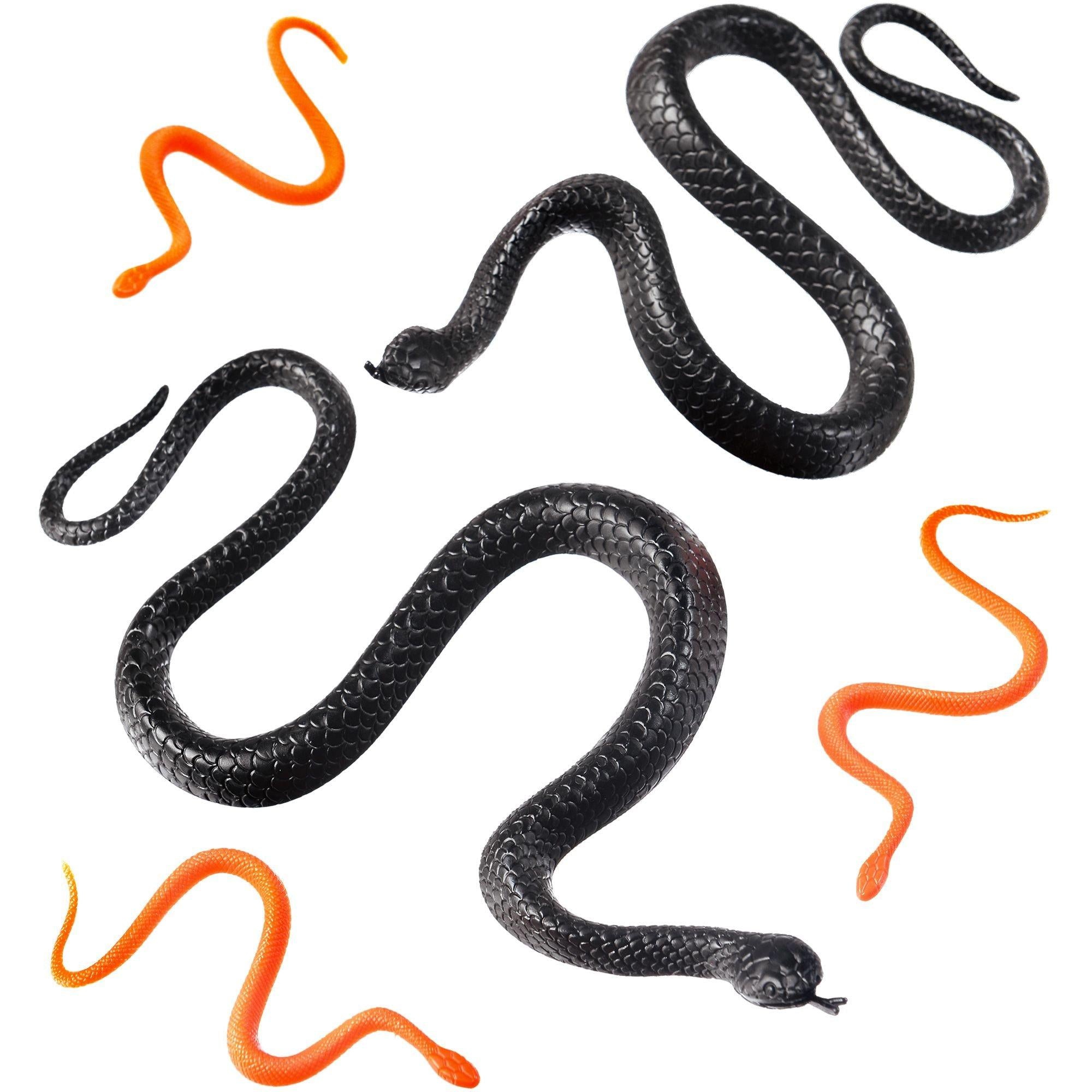 Black & Orange Plastic Snakes. 24ct
