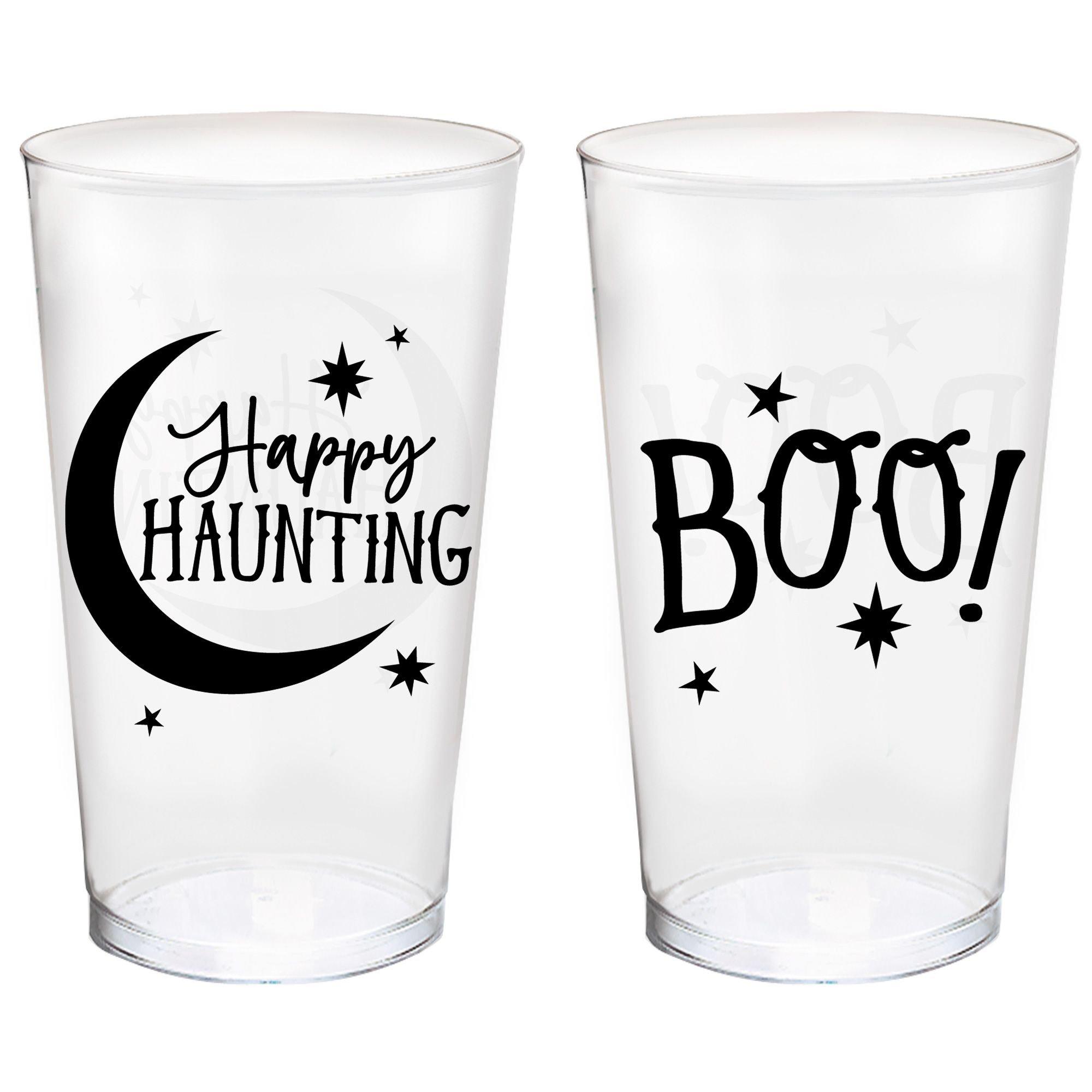 Classic Black & White Halloween Plastic Tumblers. 16oz. 10ct