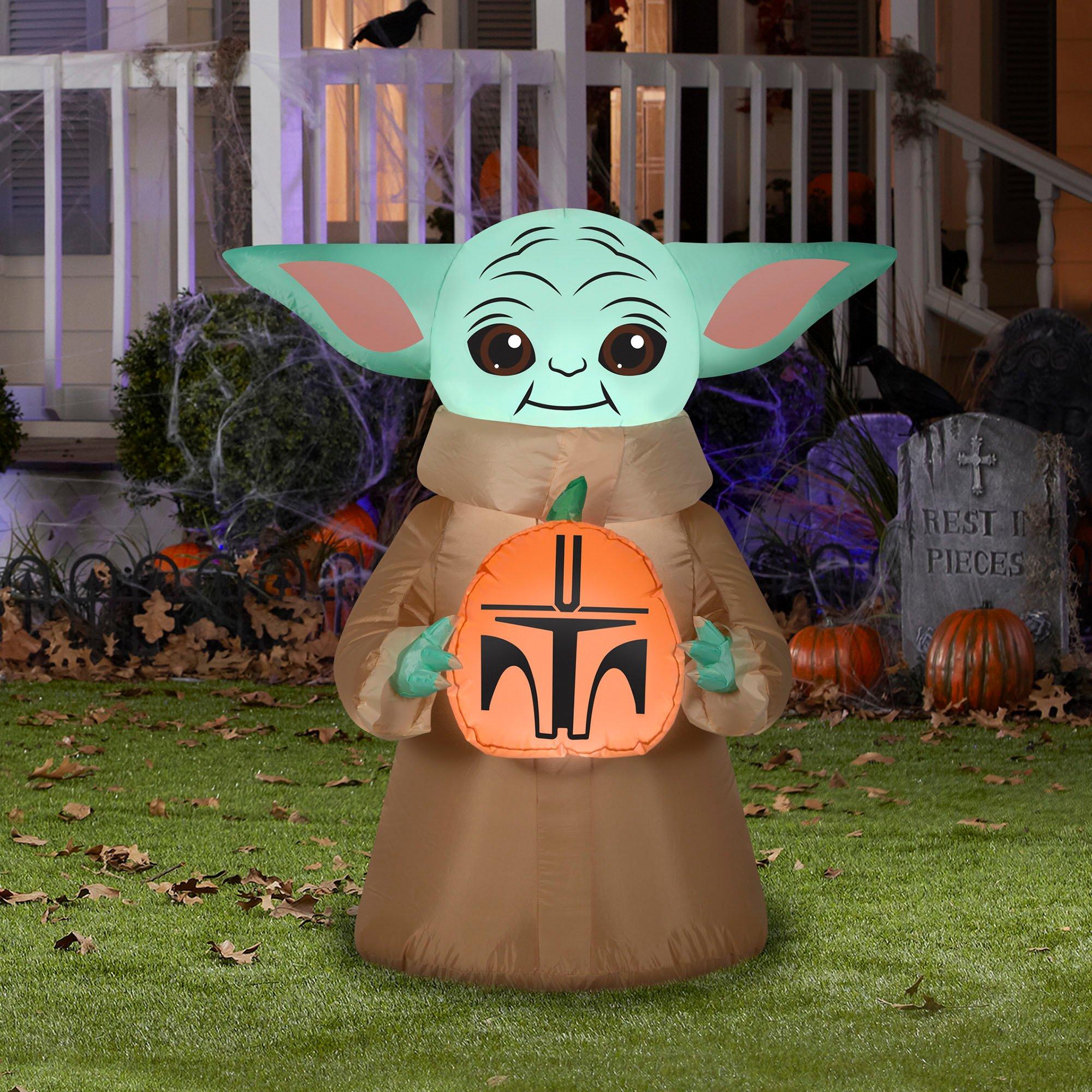 3.5 Foot Star Wars The Child & Pumpkin Light Up Halloween Inflatable Lawn Decoration - Image 5