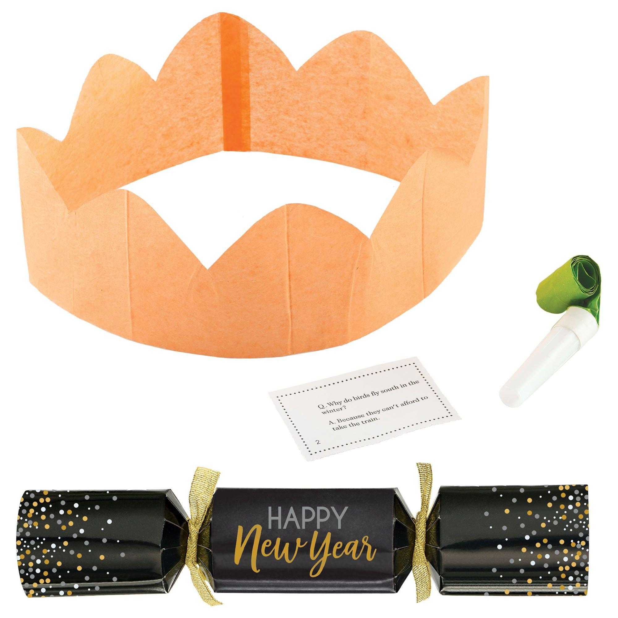 Black. Silver. & Gold New Year's Crackers. 8ct