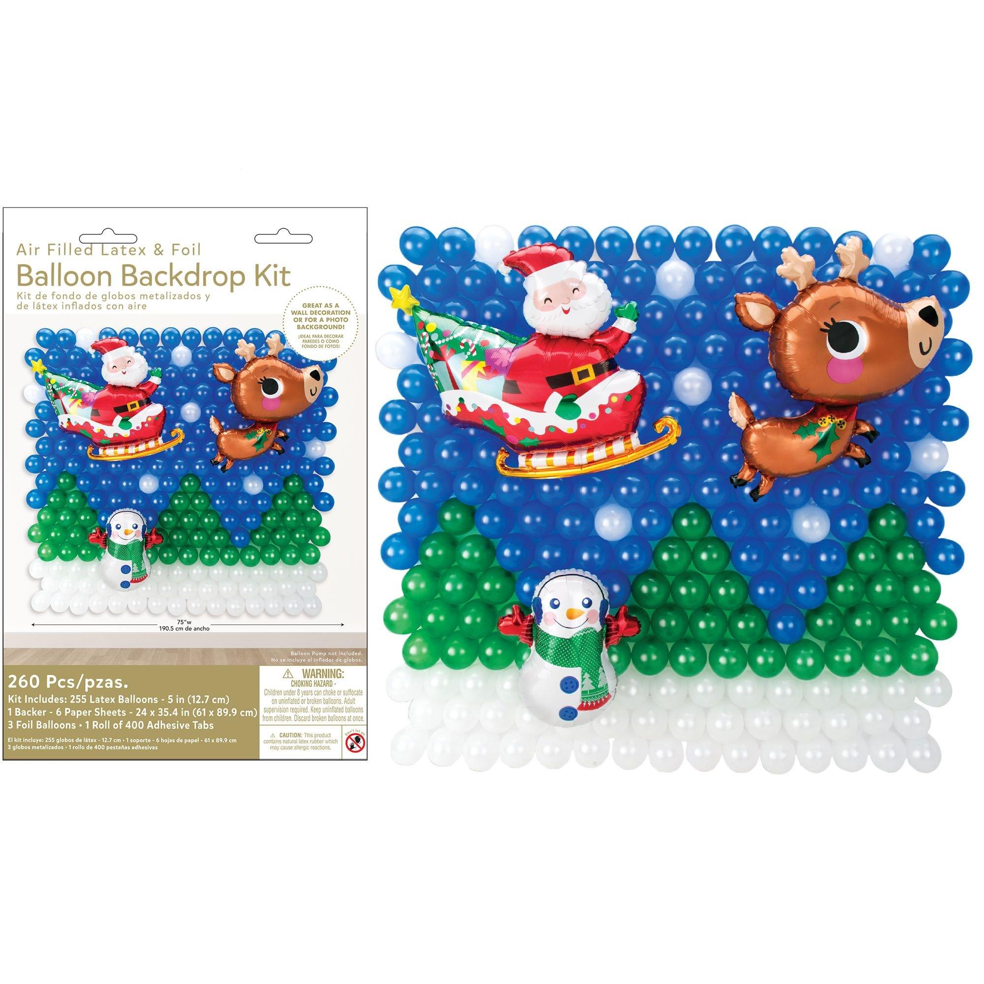 Air-Filled Santa Christmas Foil & Latex Balloon Backdrop Kit. 6.25ft x 5.9ft - Image 2