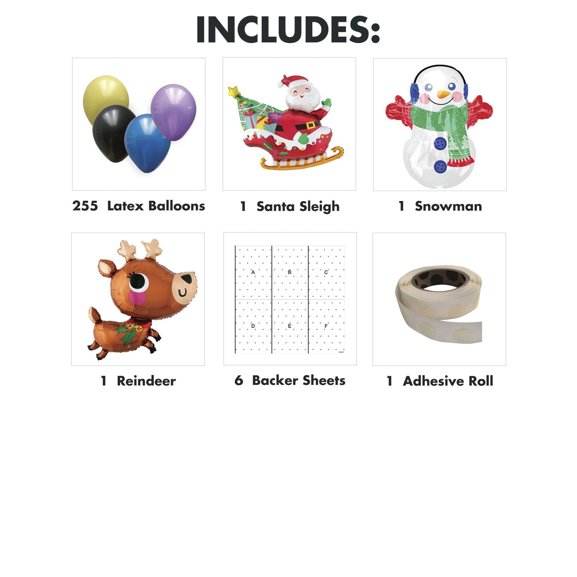 Air-Filled Santa Christmas Foil & Latex Balloon Backdrop Kit. 6.25ft x 5.9ft - Image 3