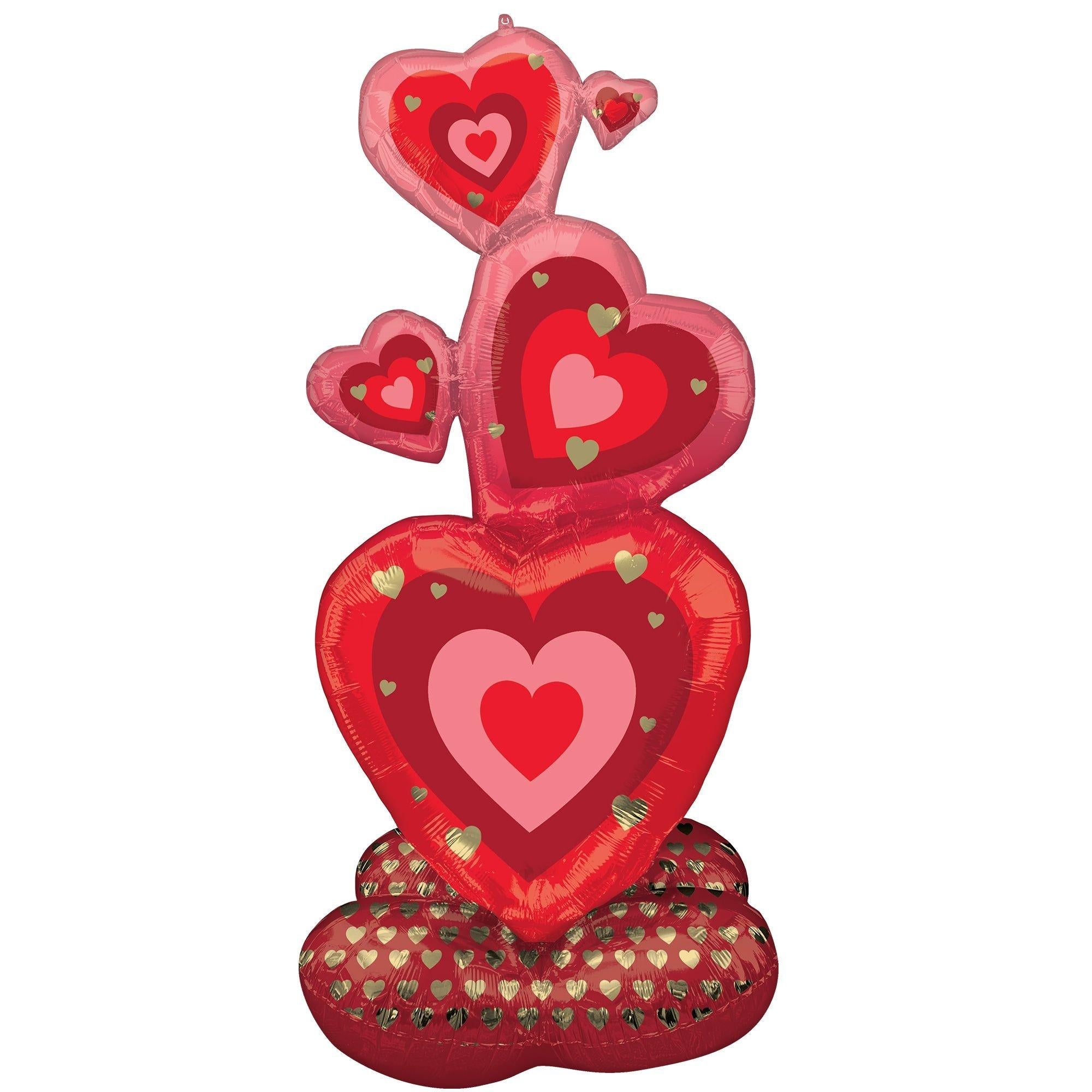 AirLoonz Valentine's Day Stacked Hearts Cluster Foil Balloon. 48in - Image 2