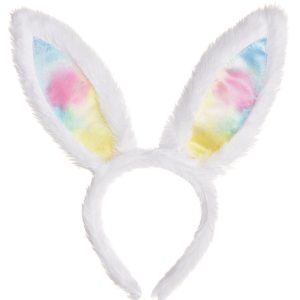 Rainbow Bunny Ears Fabric & Plastic Headband. 5in x 11in