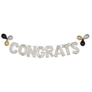 Air-Filled Congrats Gold Confetti Balloon Phrase Banner