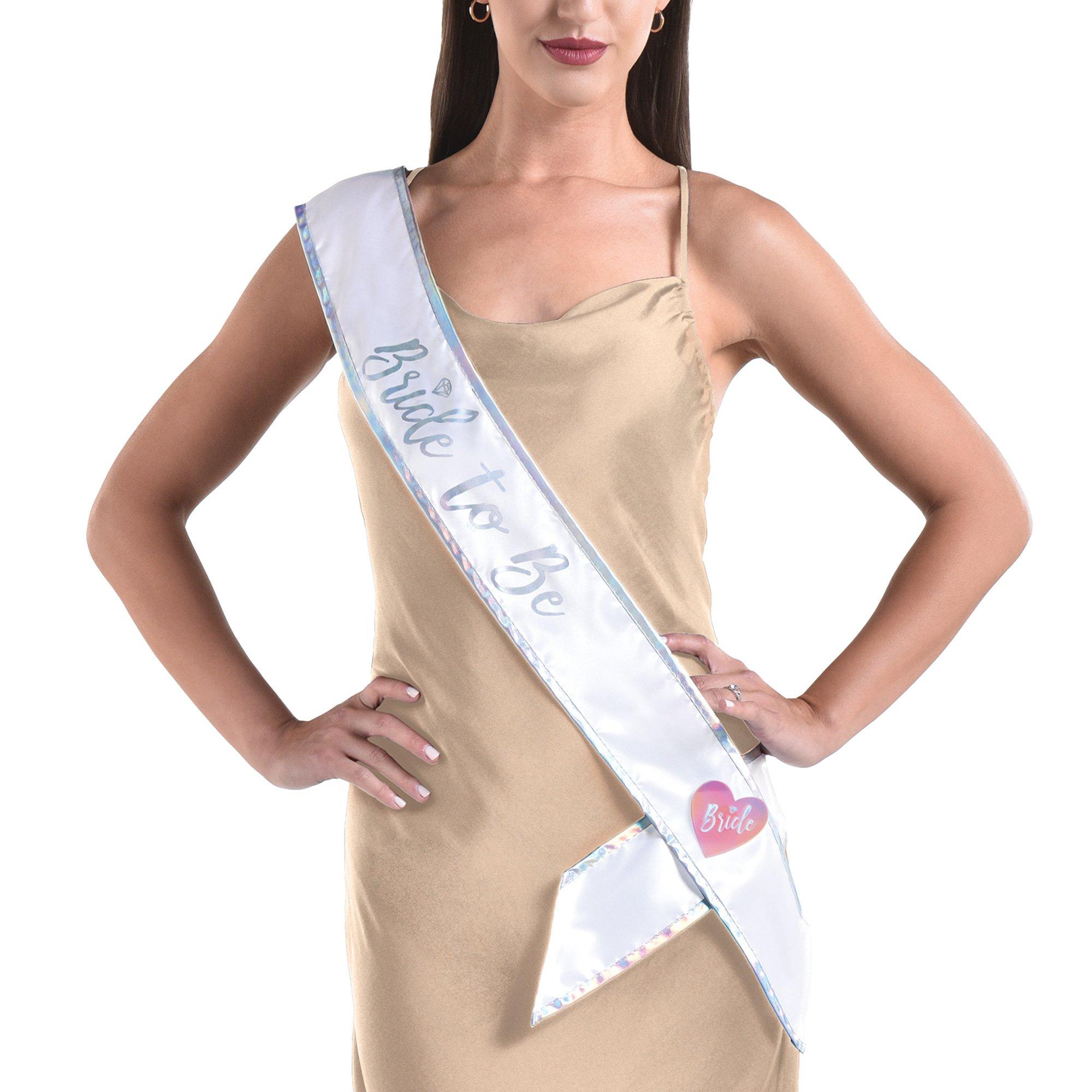 Bride to Be Sash and Heart Pin. 38in. 2pc