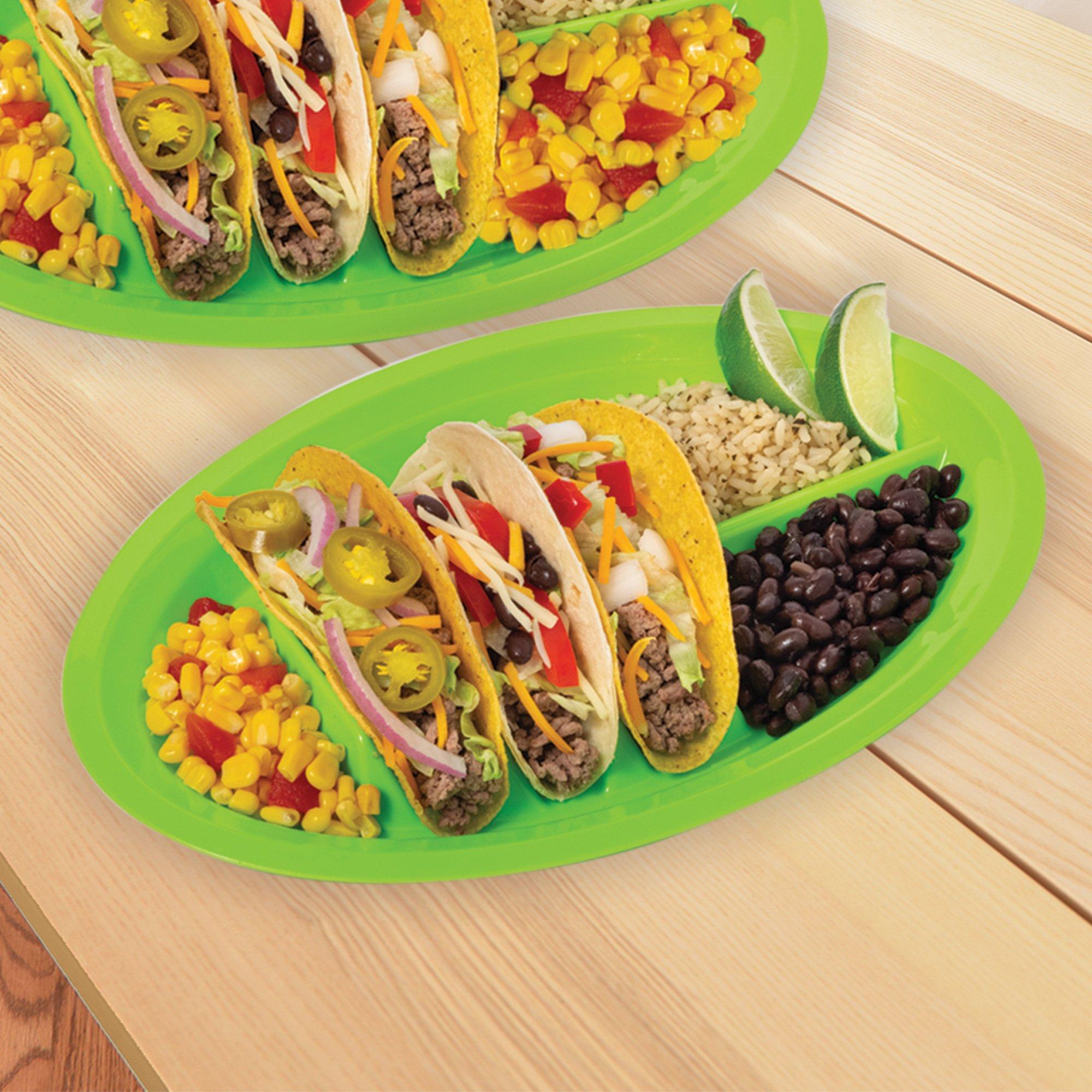 Fiesta Viva la Party Plastic Divided Plates. 12.8in x 8.6in. 4ct - Image 2