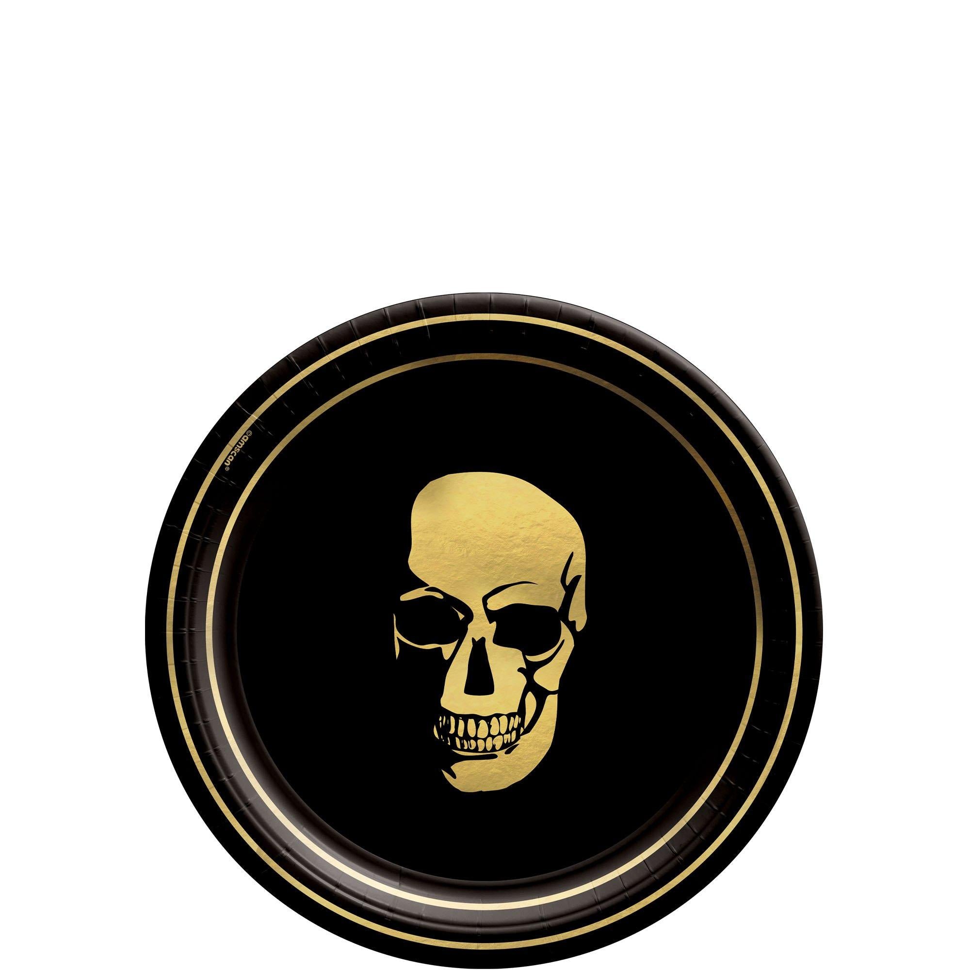 Metallic Glam Boneyard Paper Dessert Plate. 7in. 8ct