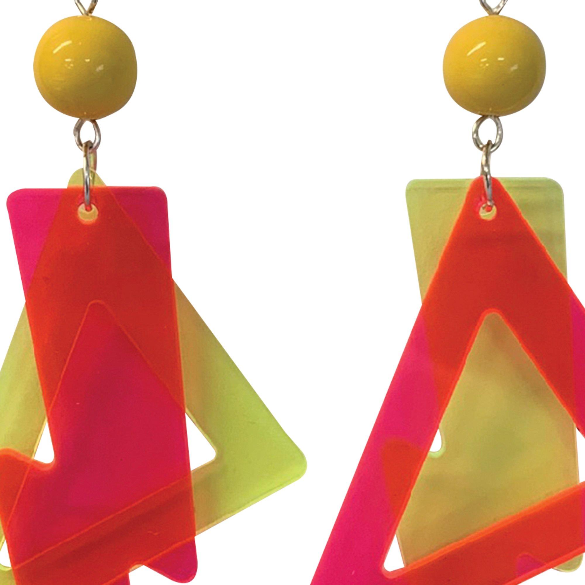 Neon 80s Lightning Bolt Earrings - Image 3