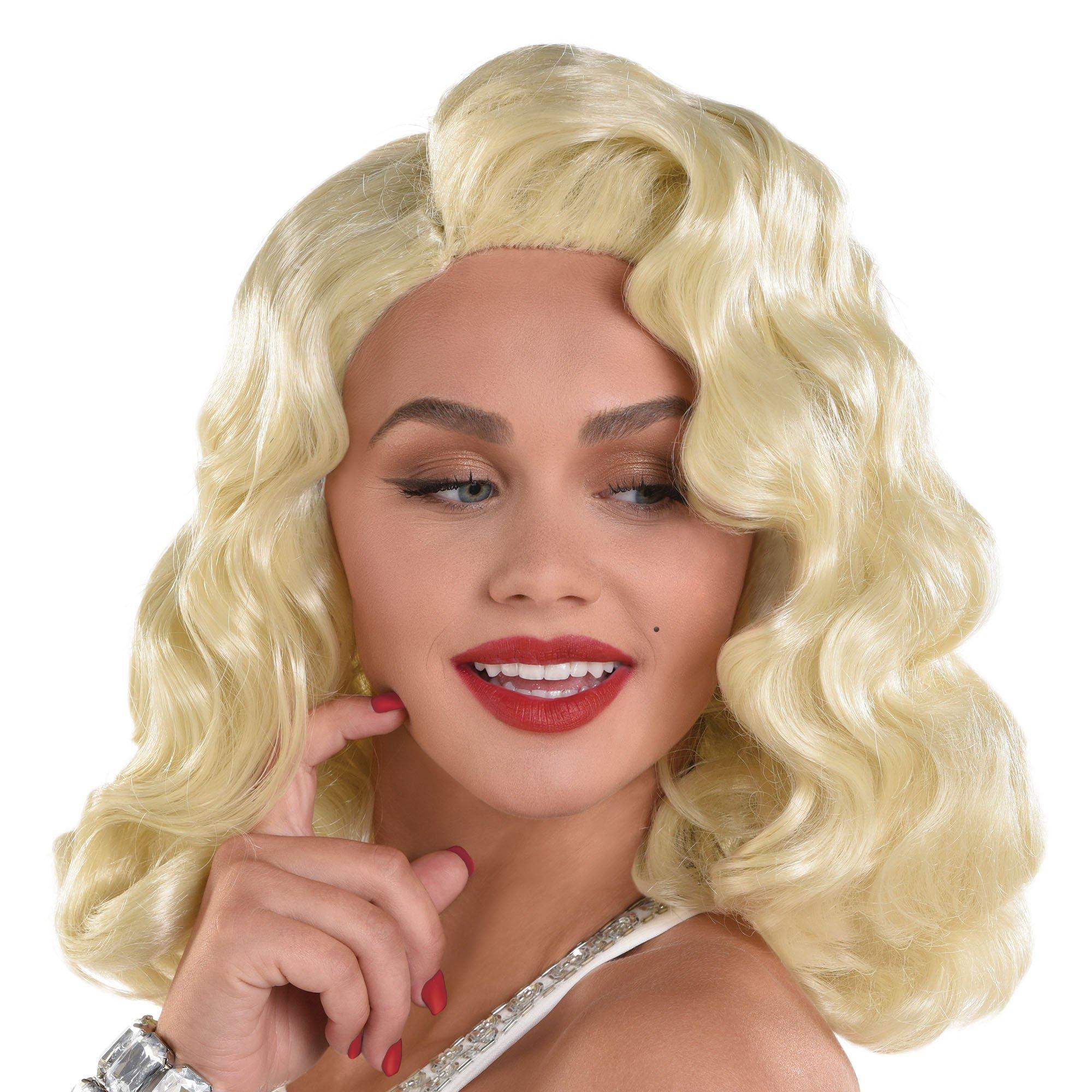 Platinum Blond Finger Wave Wig. 14in - Old Hollywood