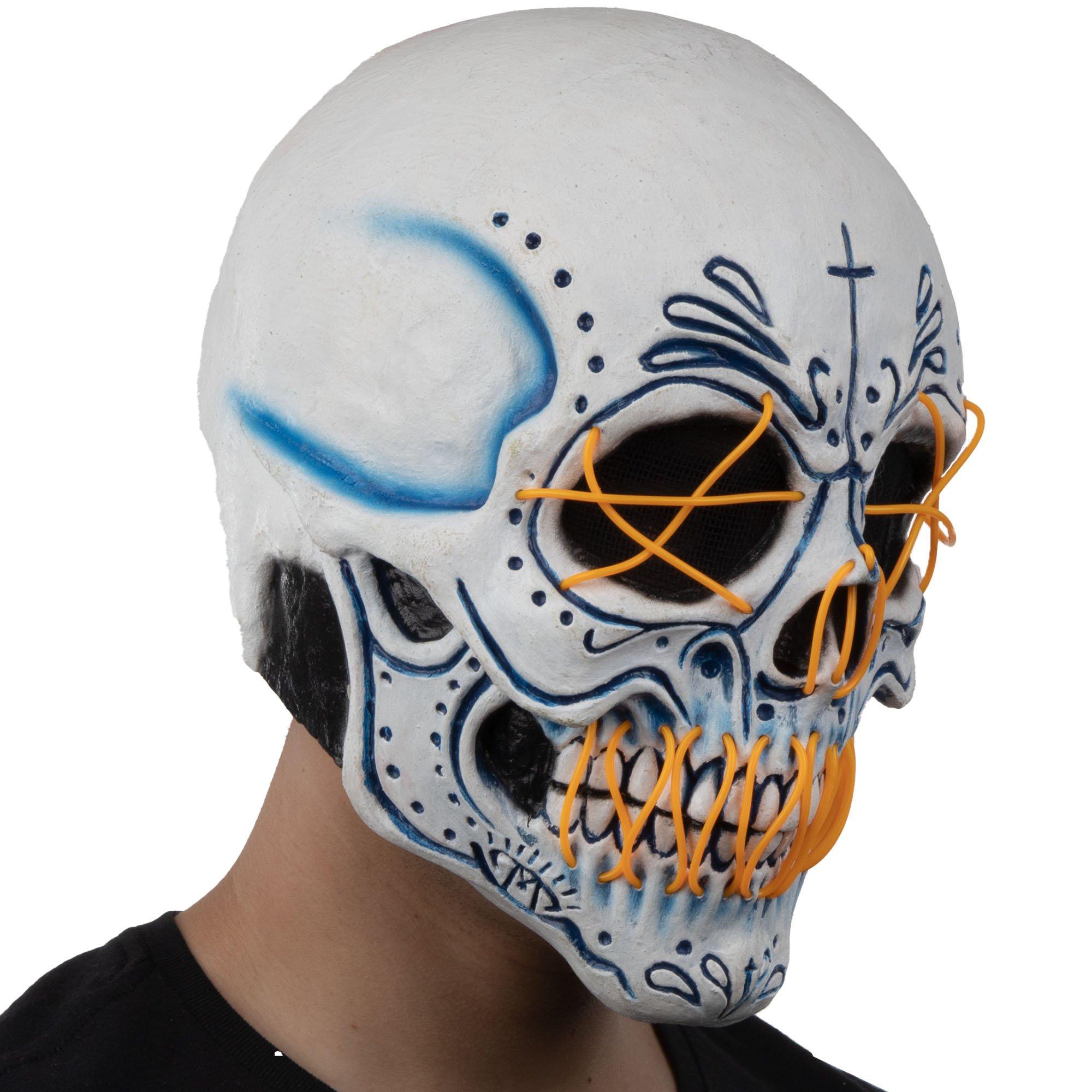 Adult Light-Up El Catrin Skull Latex Mask - Image 5