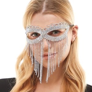 Adult Rhinestone Fringe Masquerade Mask