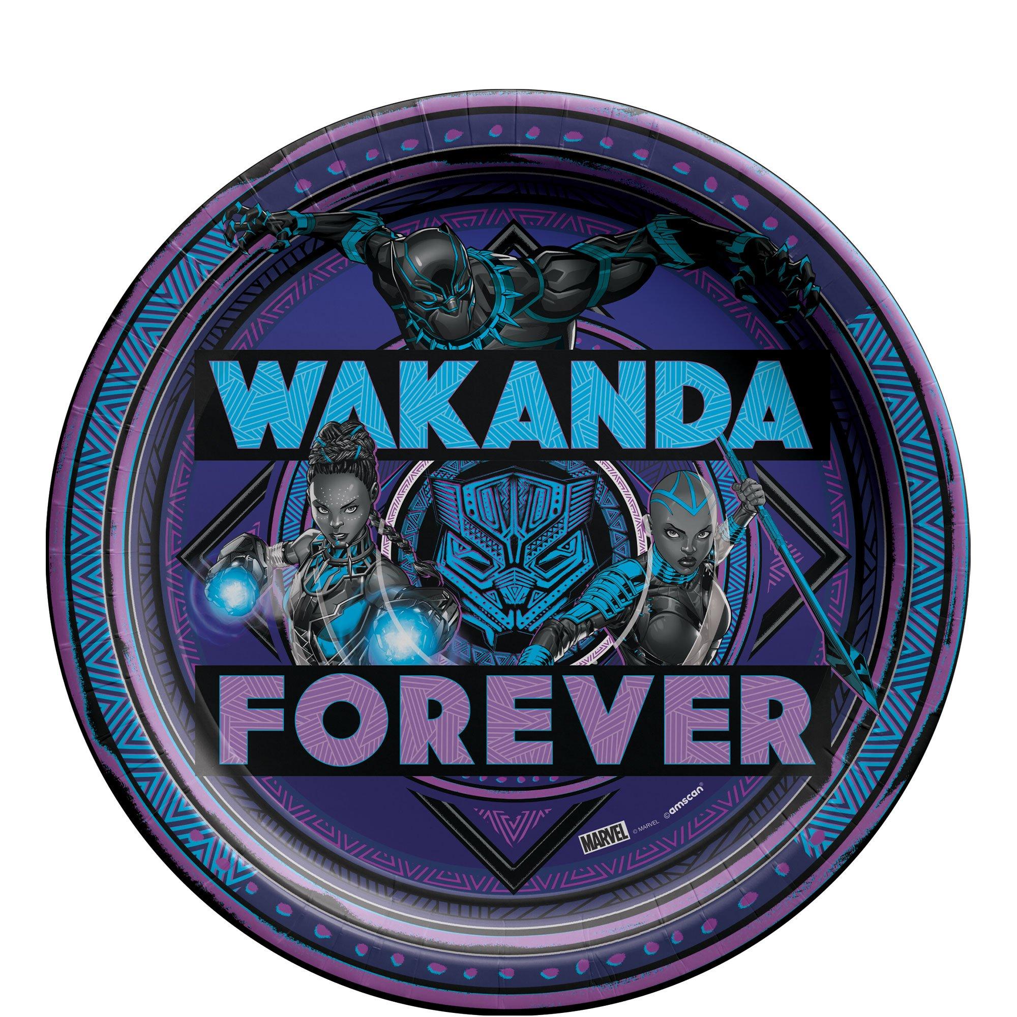 Black Panther Wakanda Forever Paper Lunch Plates. 9in. 8ct