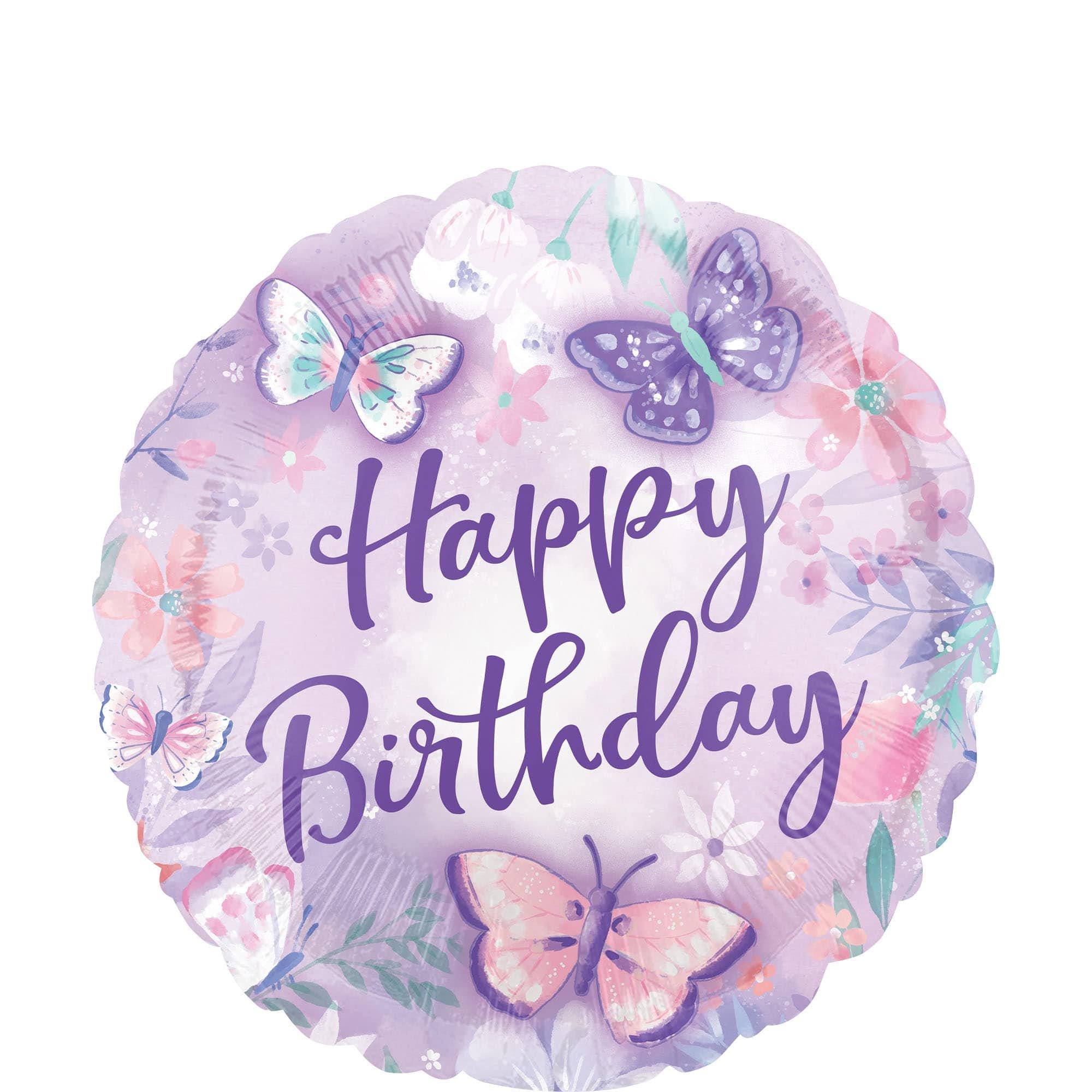 Flutter Butterfly Happy Birthday Foil Balloon. 18in
