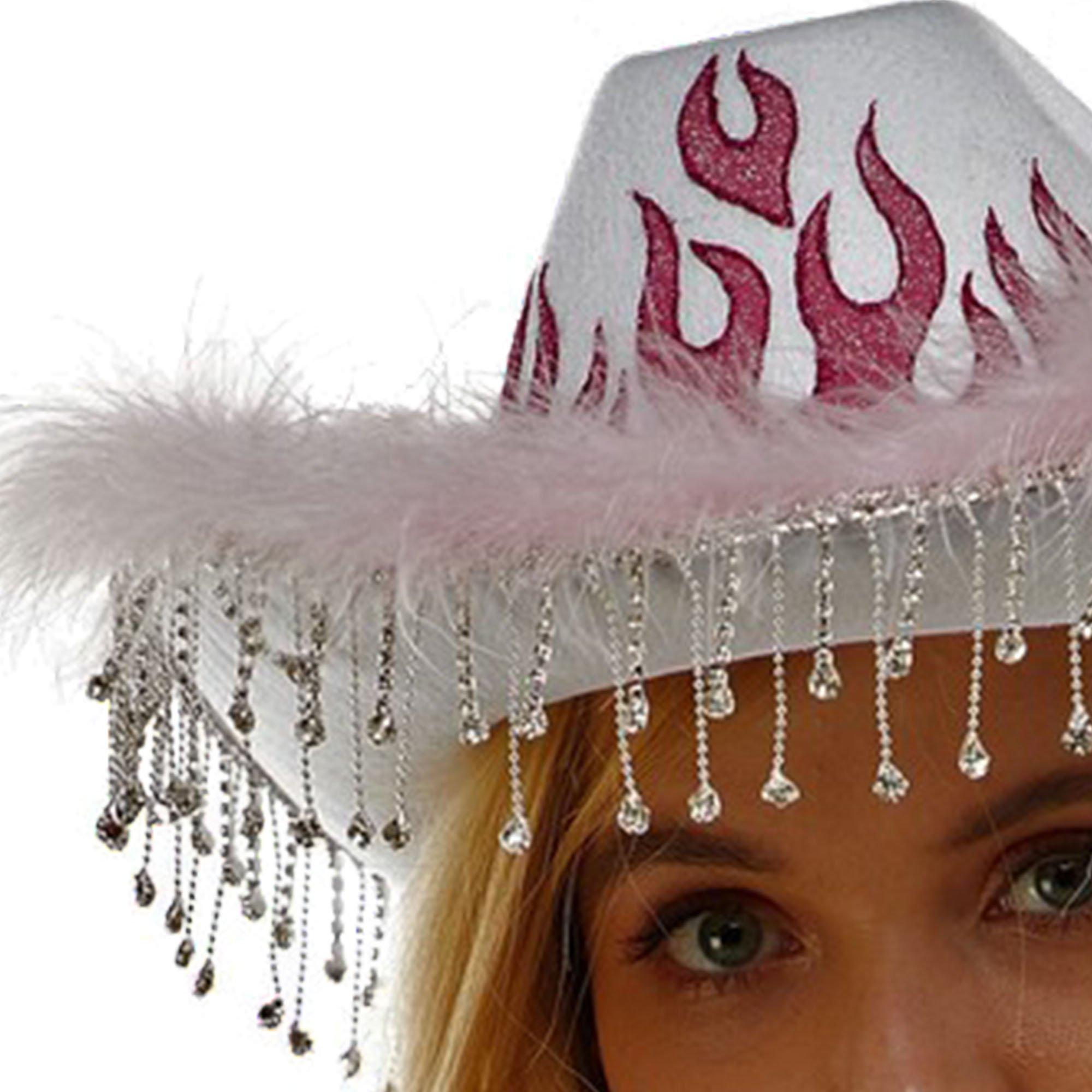 Adult Pink Flame Fabric Cowboy Hat - Image 4