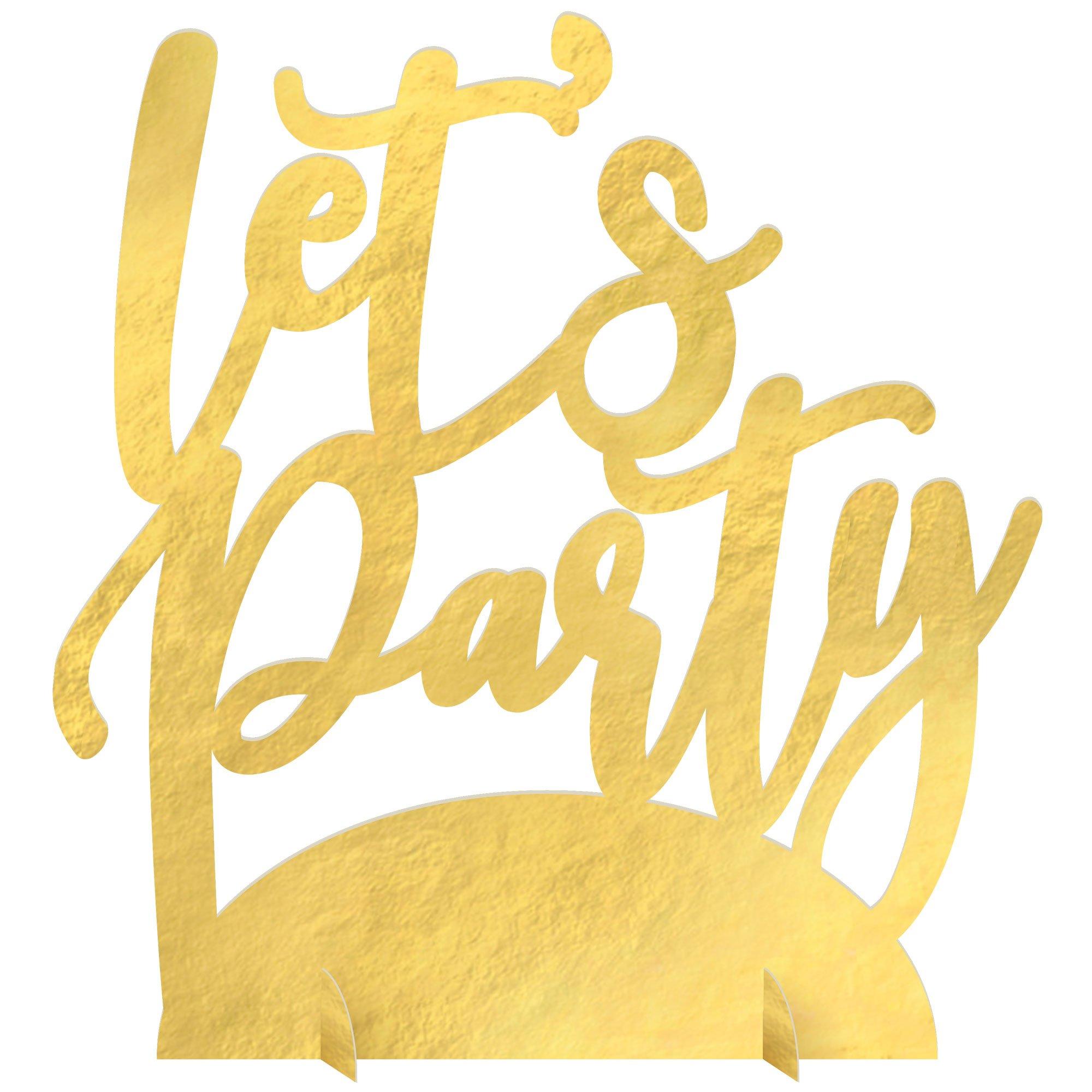 Metallic Gold Let's Party Cardstock Centerpiece. 8.6in x 9.5in