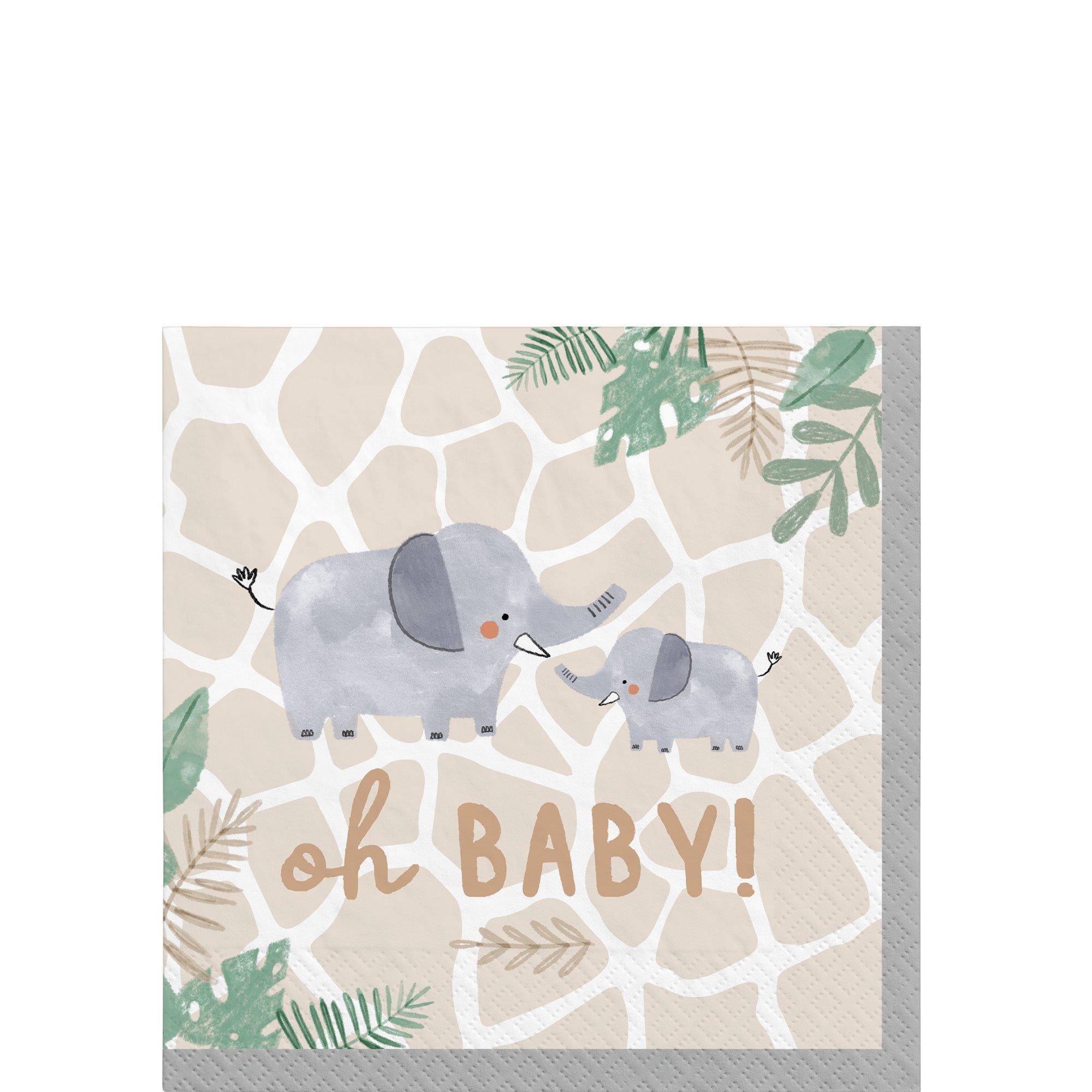 Oh Baby Soft Jungle Baby Shower Paper Beverage Napkins. 5in. 16ct - Image 2