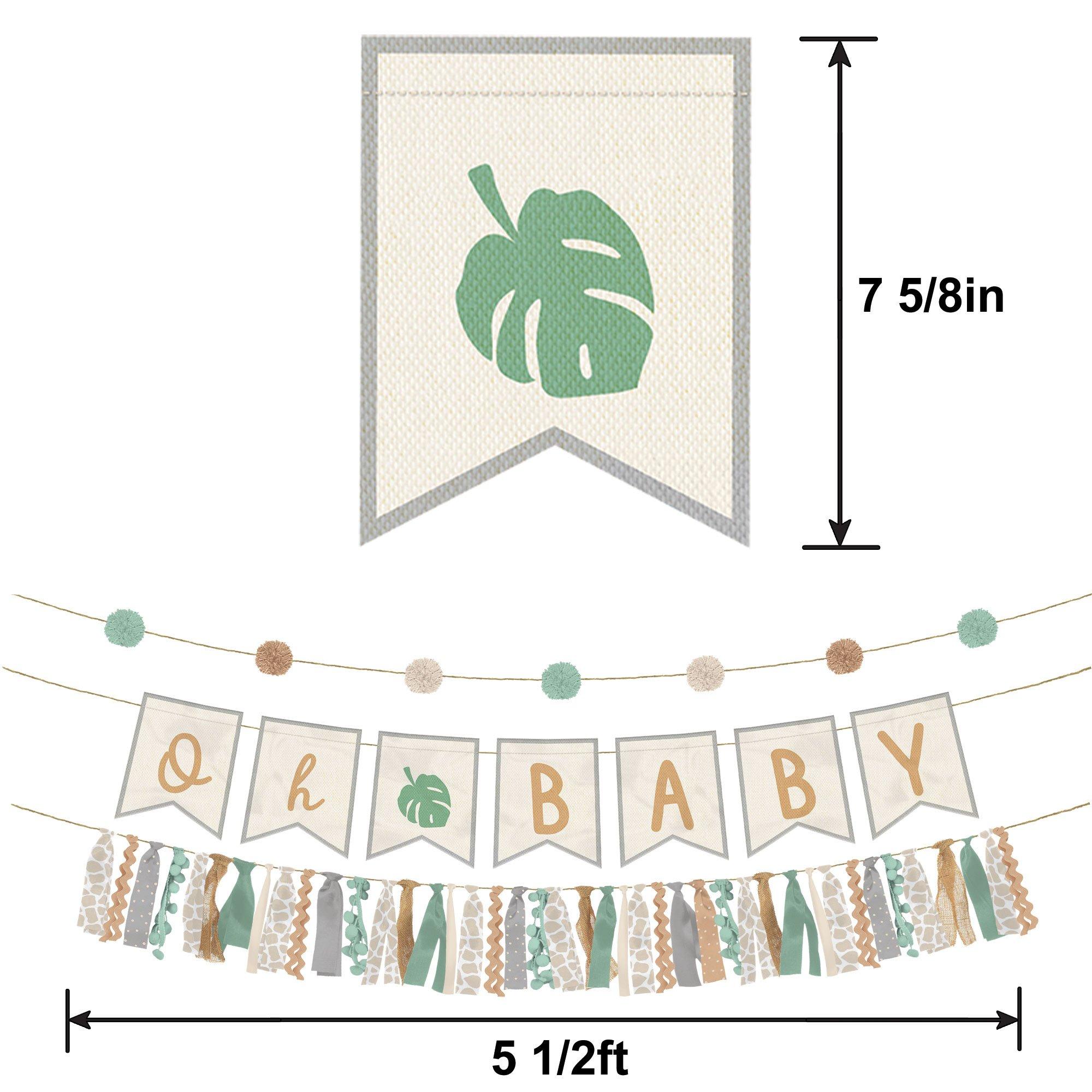 Oh Baby Soft Jungle Baby Shower Fabric Banner Set. 3pc. 5.3ft - Image 4