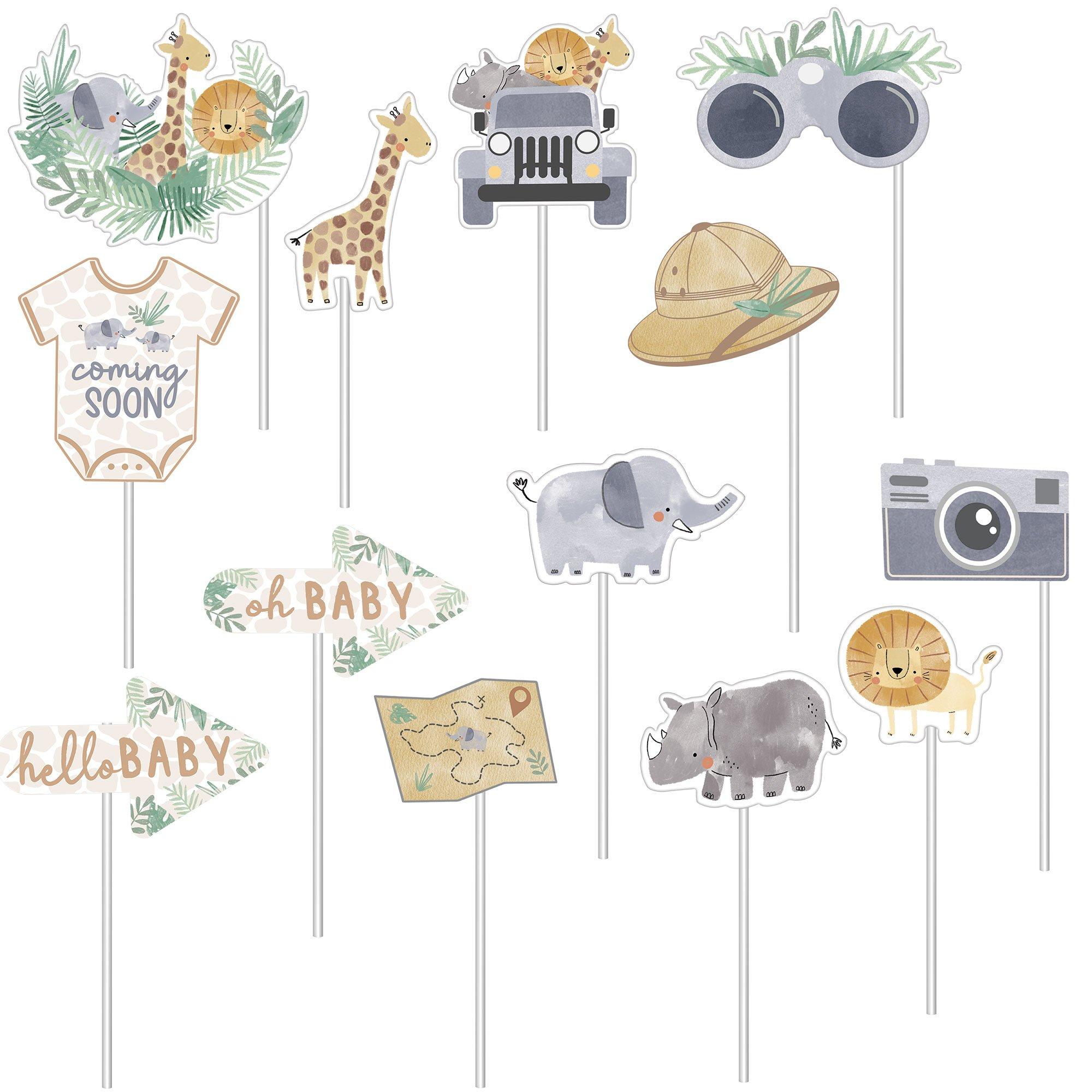 Soft Jungle Baby Shower Cardstock Photo Props. 13pc - Image 2