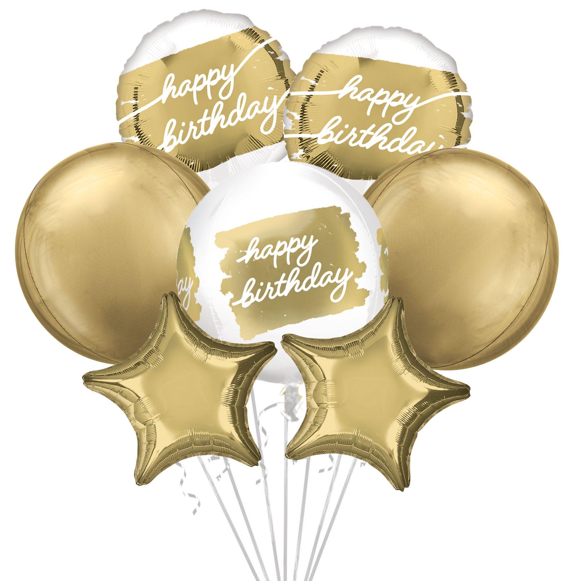 Golden Age Birthday Foil Balloon Bouquet. 7pc