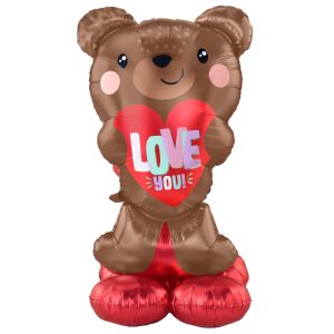 AirLoonz Valentine's Day Brown Bear Foil Balloon