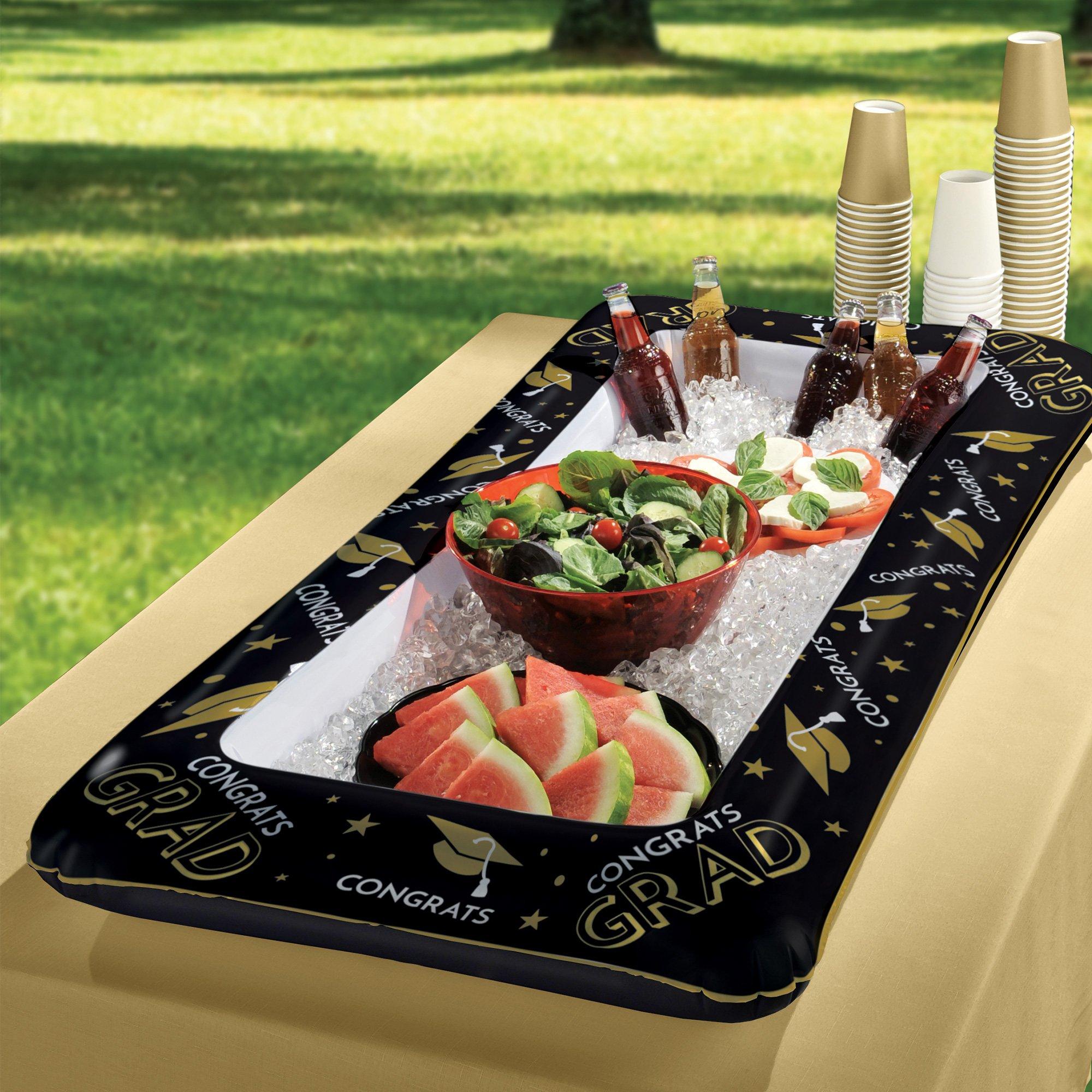 Inflatable Black & Gold Graduation Buffet Cooler. 4.1ft x 2ft
