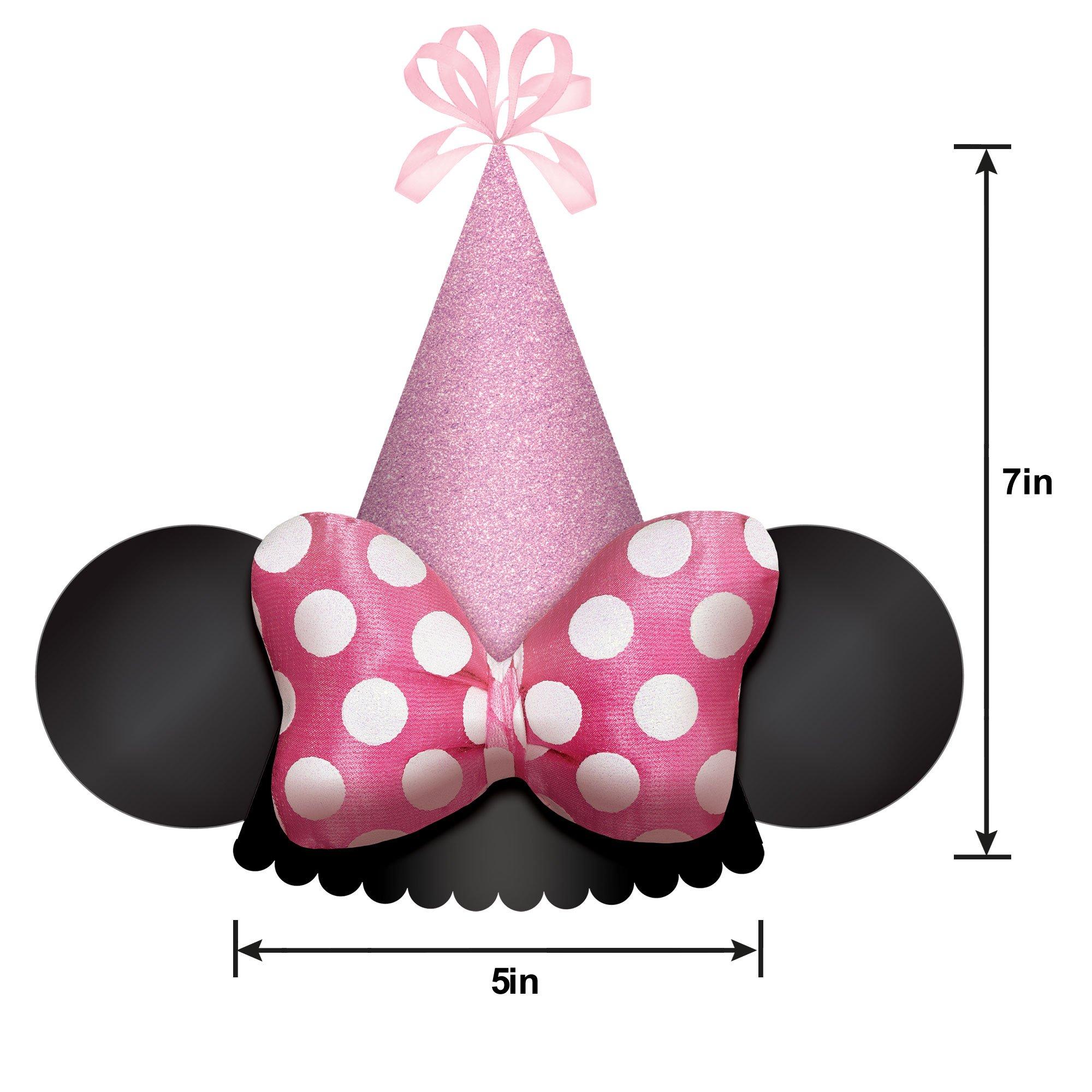Glitter Minnie Mouse Forever Cardstock & Fabric Party Hat. 5in x 7in - Image 2