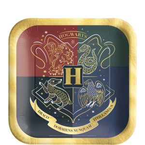 Metallic Hogwarts United Square Paper Dessert Plates. 7in. 8ct - Harry Potter