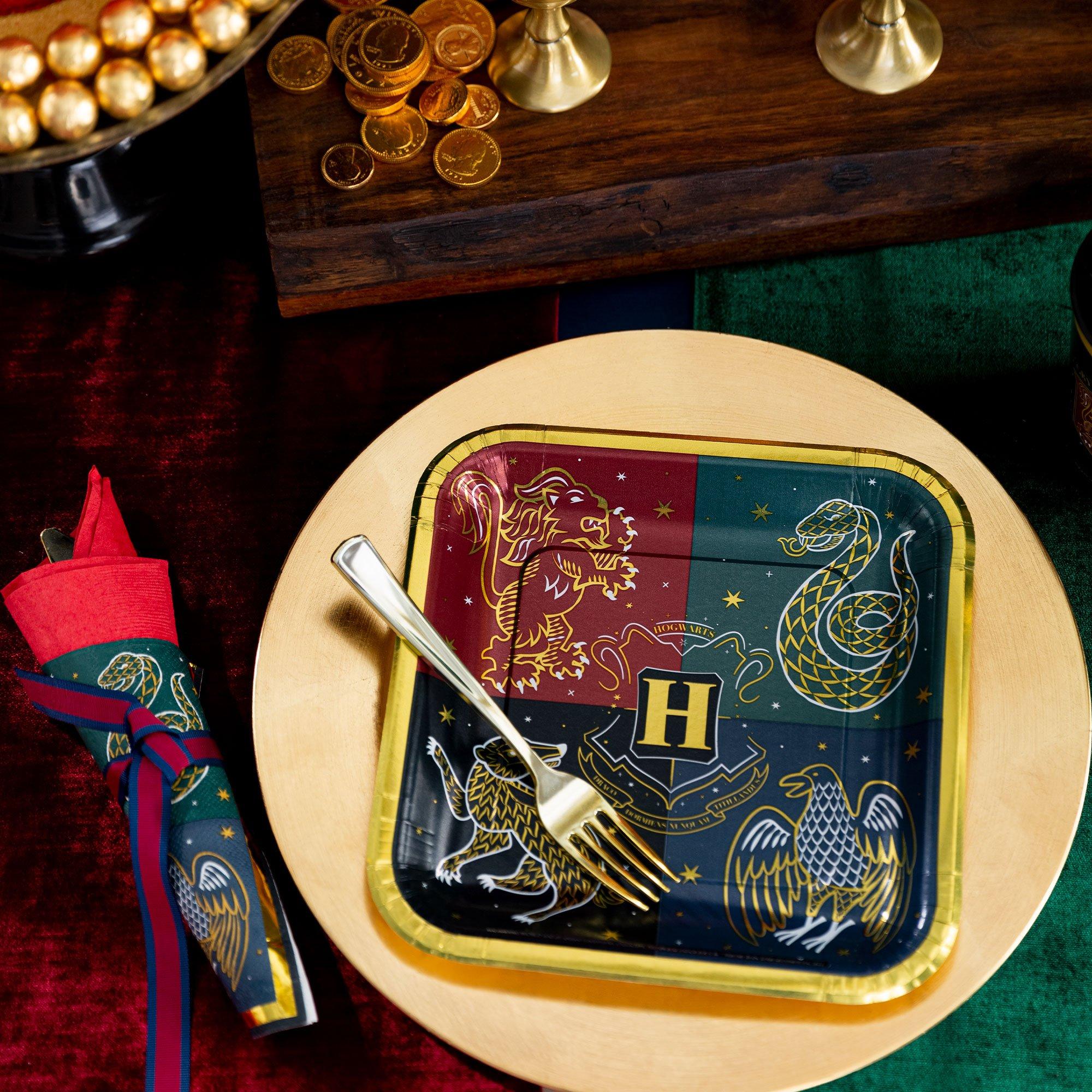 Metallic Hogwarts United Square Paper Dessert Plates. 7in. 8ct - Harry Potter - Image 2