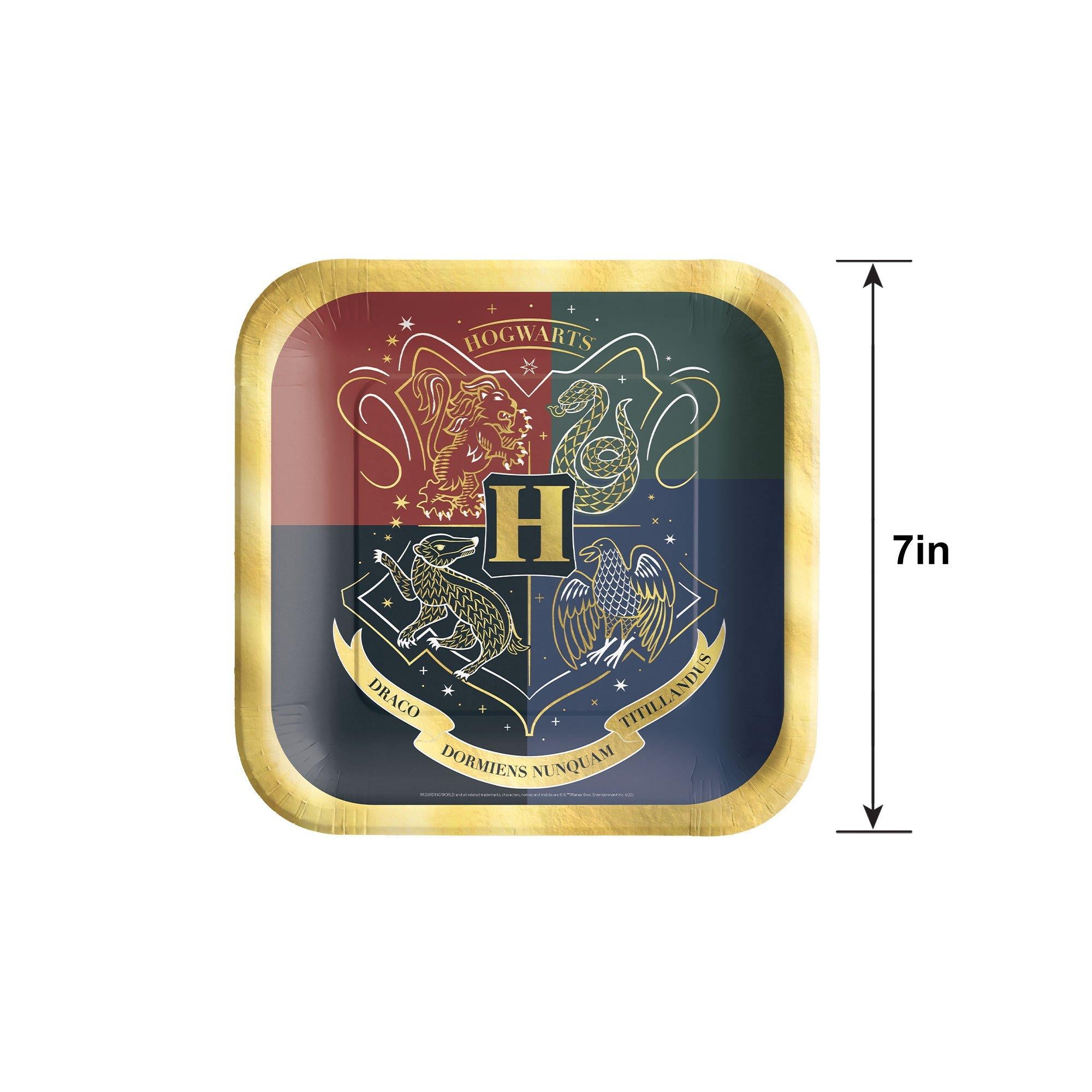 Metallic Hogwarts United Square Paper Dessert Plates. 7in. 8ct - Harry Potter - Image 4