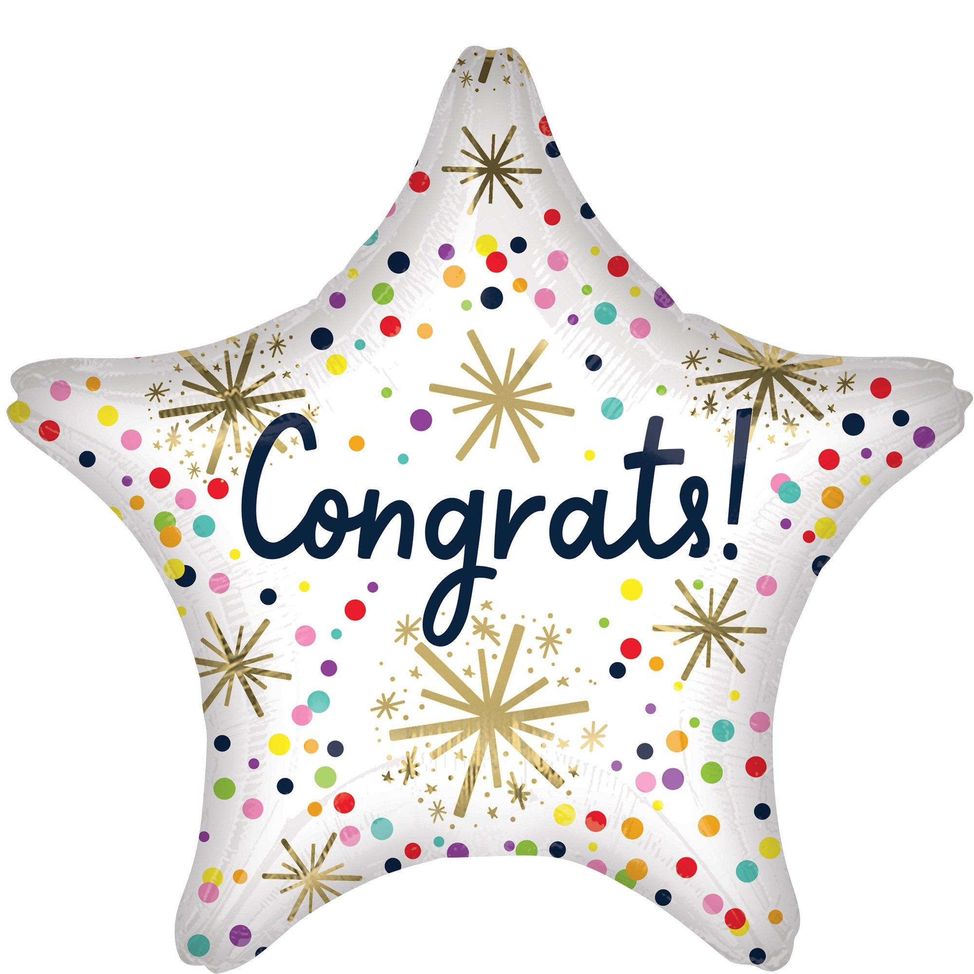Confetti Sprinkle Congrats Star Foil Balloon. 27in