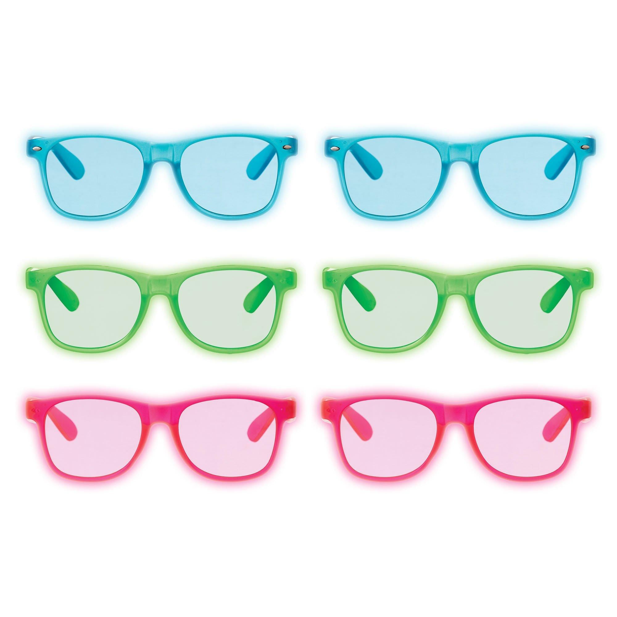 Glow-in-the-Dark Plastic Sunglasses. 5.7in. 6ct - Beach Life