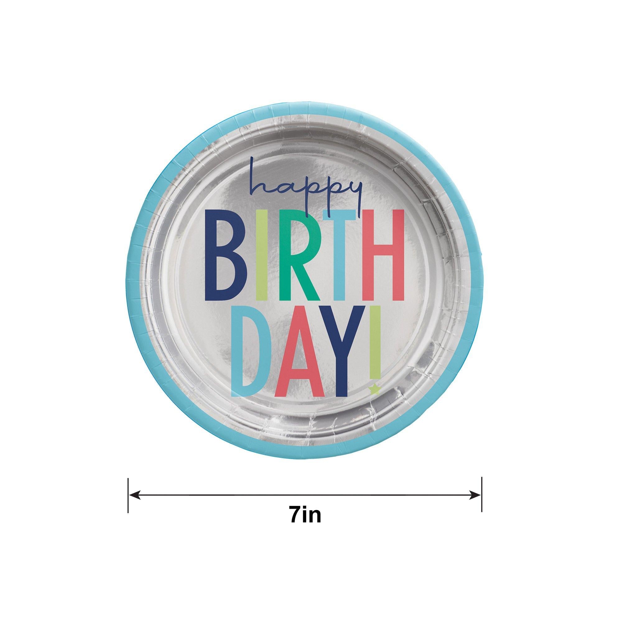Metallic Modern Birthday Paper Dessert Plates. 7in. 8ct - Image 2