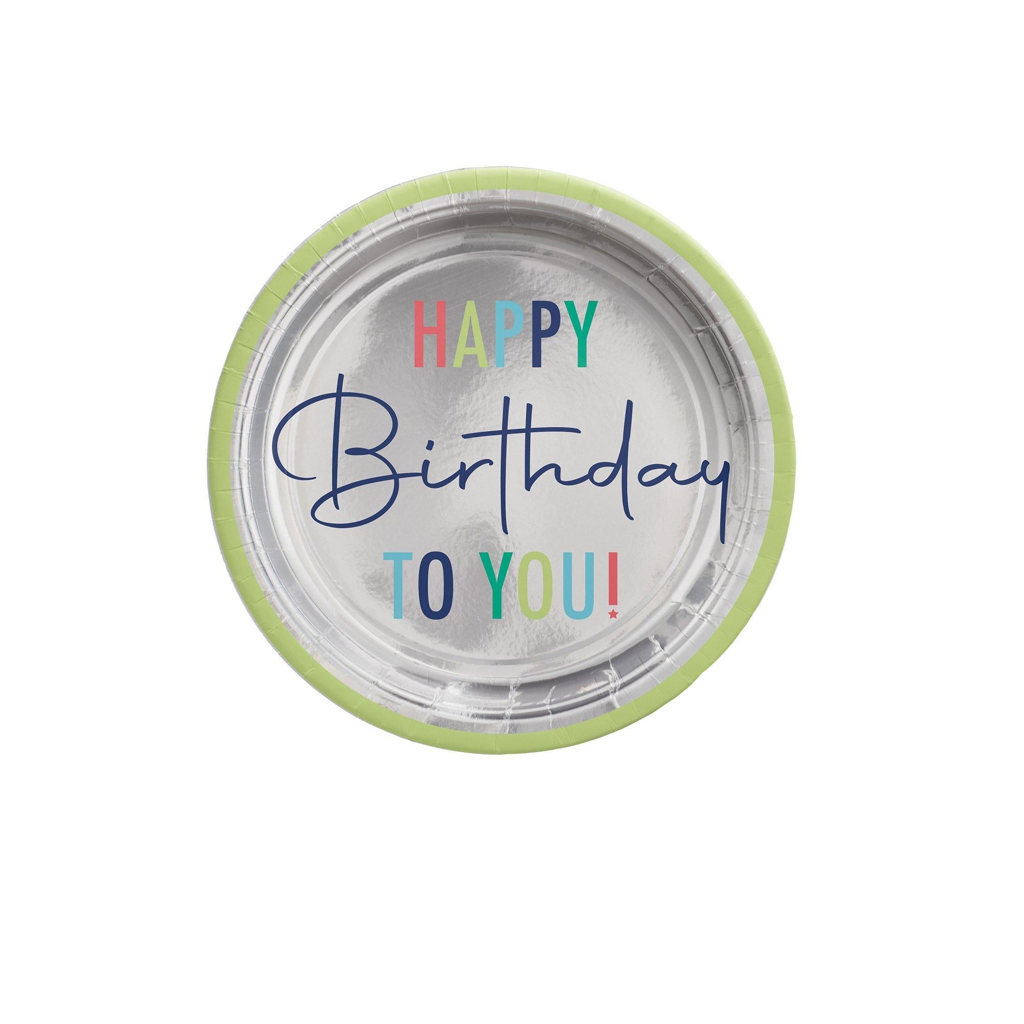 Metallic Modern Birthday Paper Dessert Plates. 7in. 8ct - Image 3