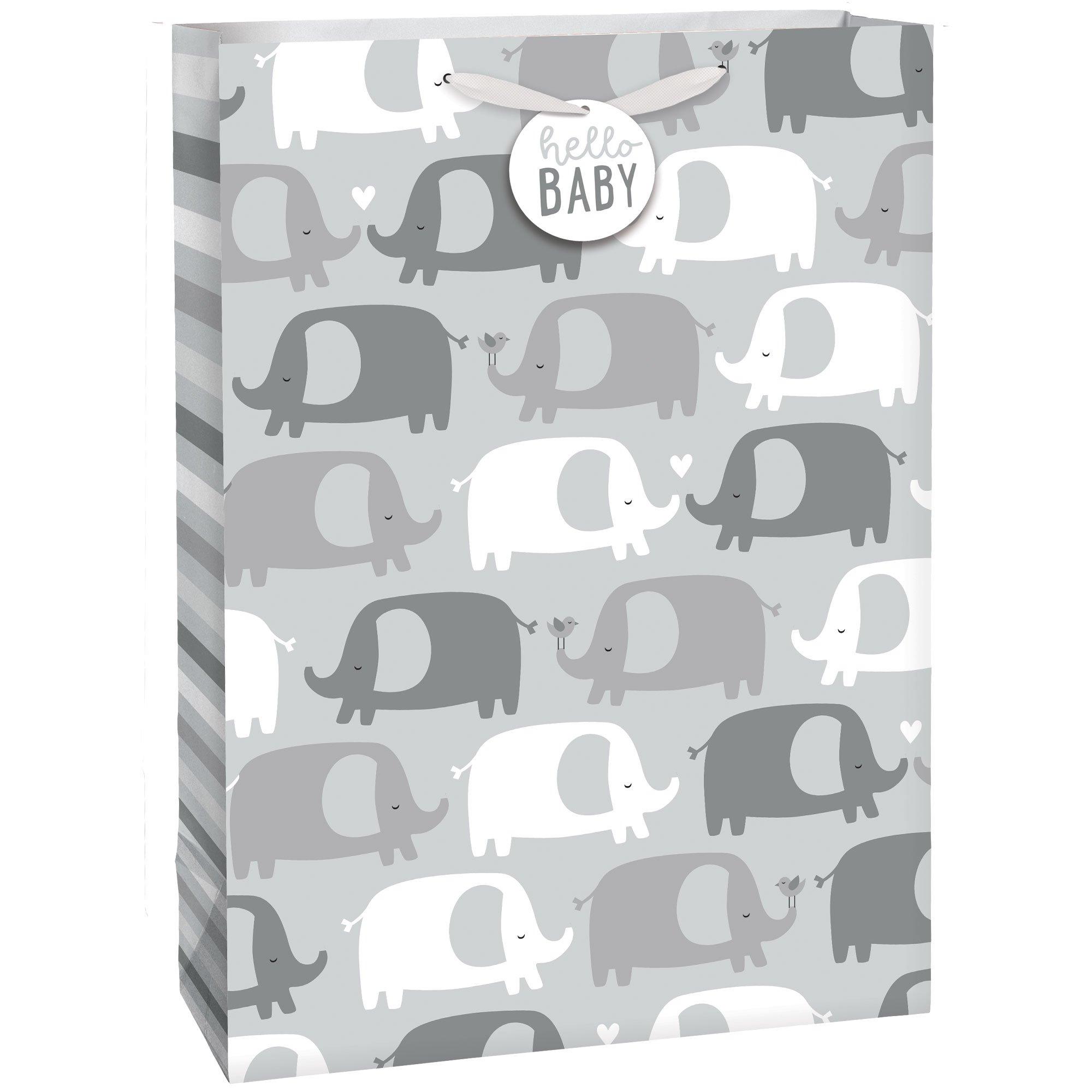 Extra Large Hello Baby Elephant Gift Bag .12.5in x 17in