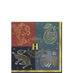 Metallic Hogwarts United Paper Beverage Napkins. 5in. 16ct - Harry Potter