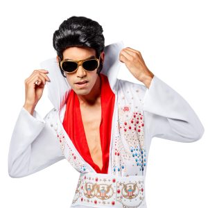 Men's Black Elvis Wig - Deluxe