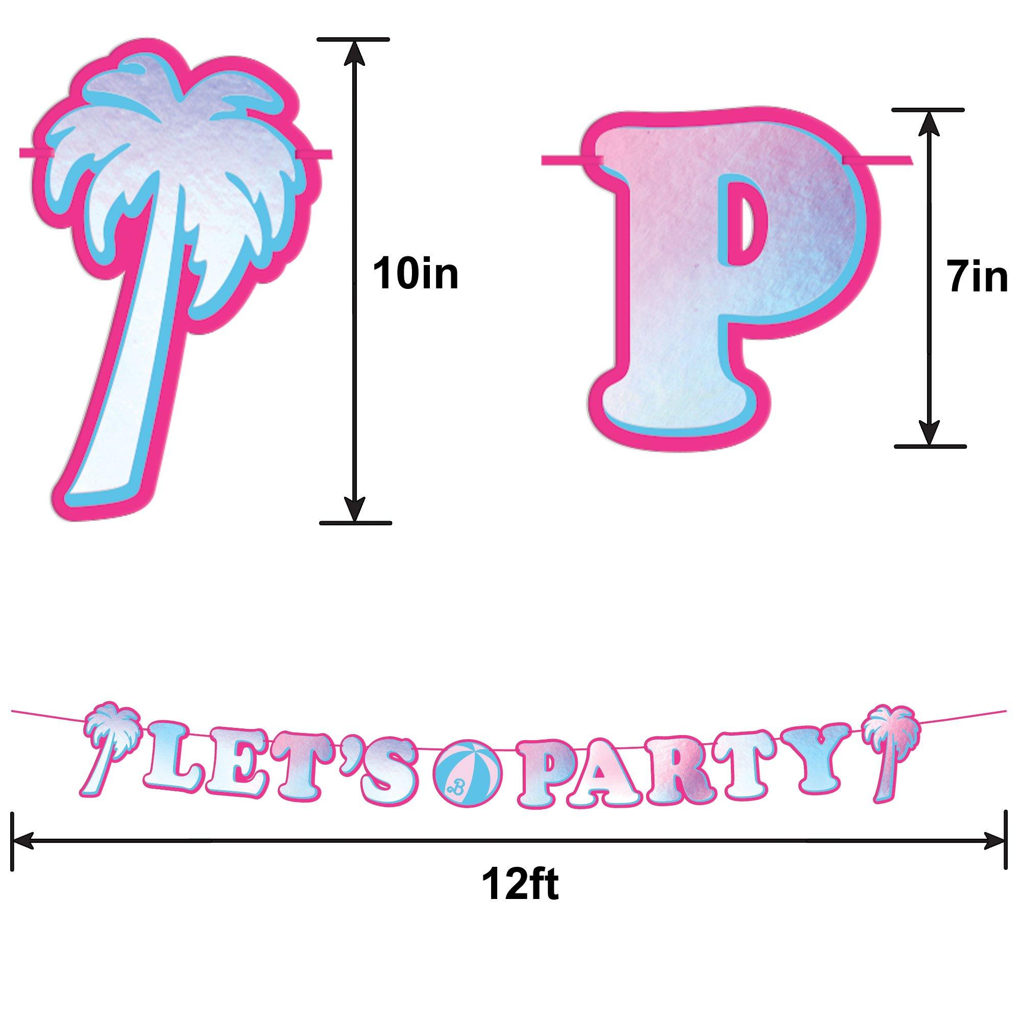 Metallic Malibu Barbie Cardstock Letter Banner. 12ft - Image 3