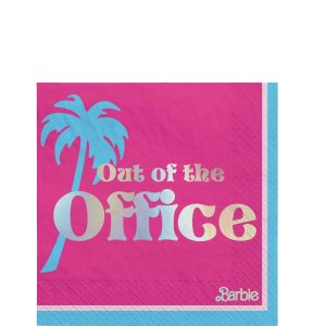 Metallic Malibu Barbie Paper Beverage Napkins. 5in. 16ct