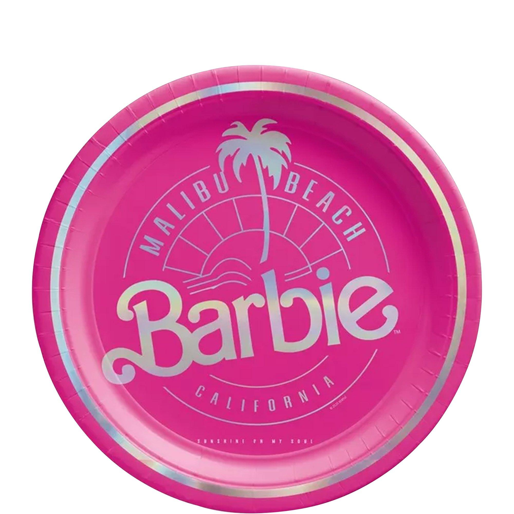 Metallic Malibu Barbie Paper Dessert Plates. 7in. 8ct