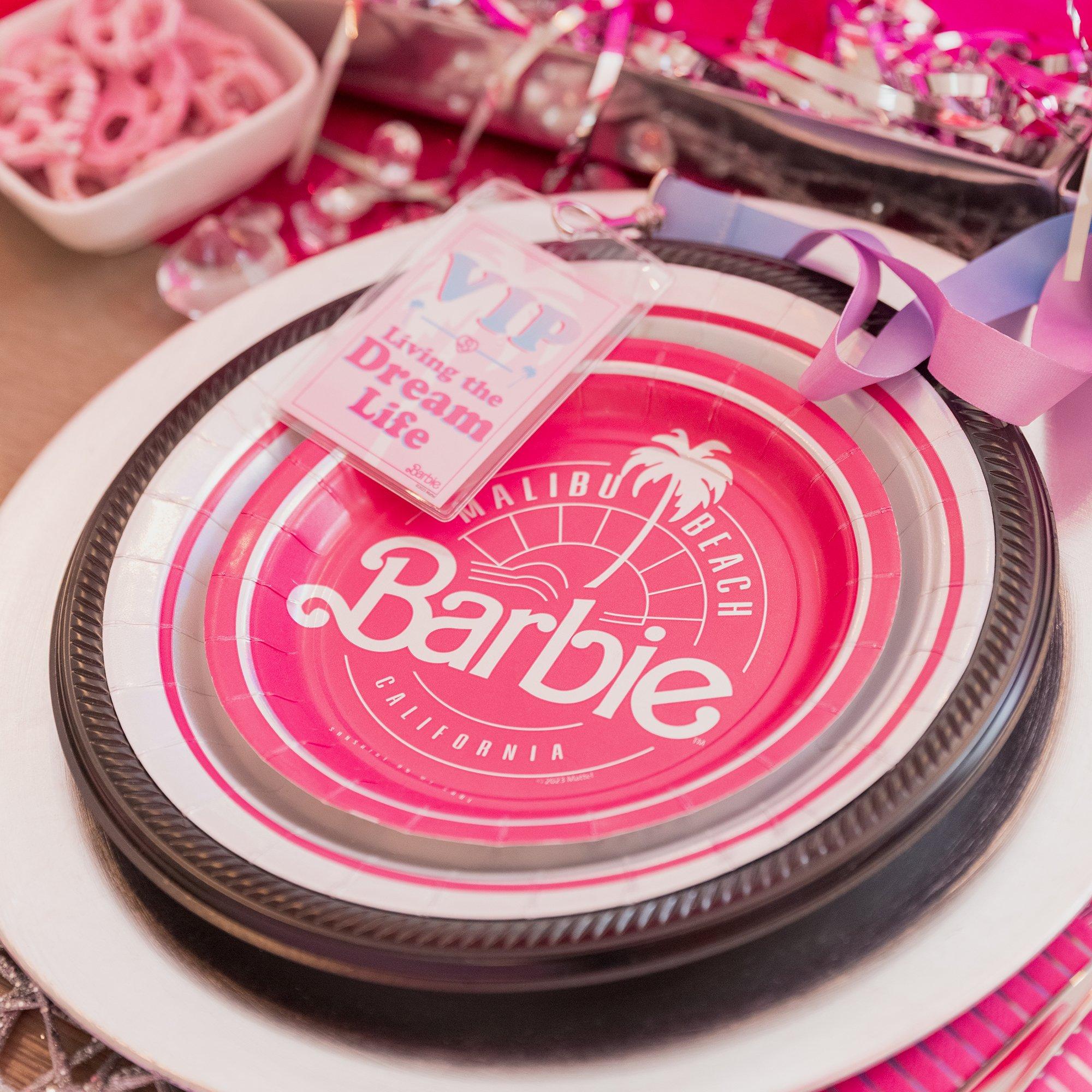 Metallic Malibu Barbie Paper Dessert Plates. 7in. 8ct - Image 2