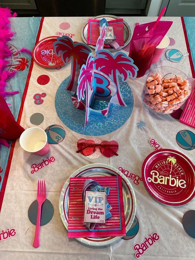 Malibu Barbie Plastic Table Cover. 54in x 96in - Image 2