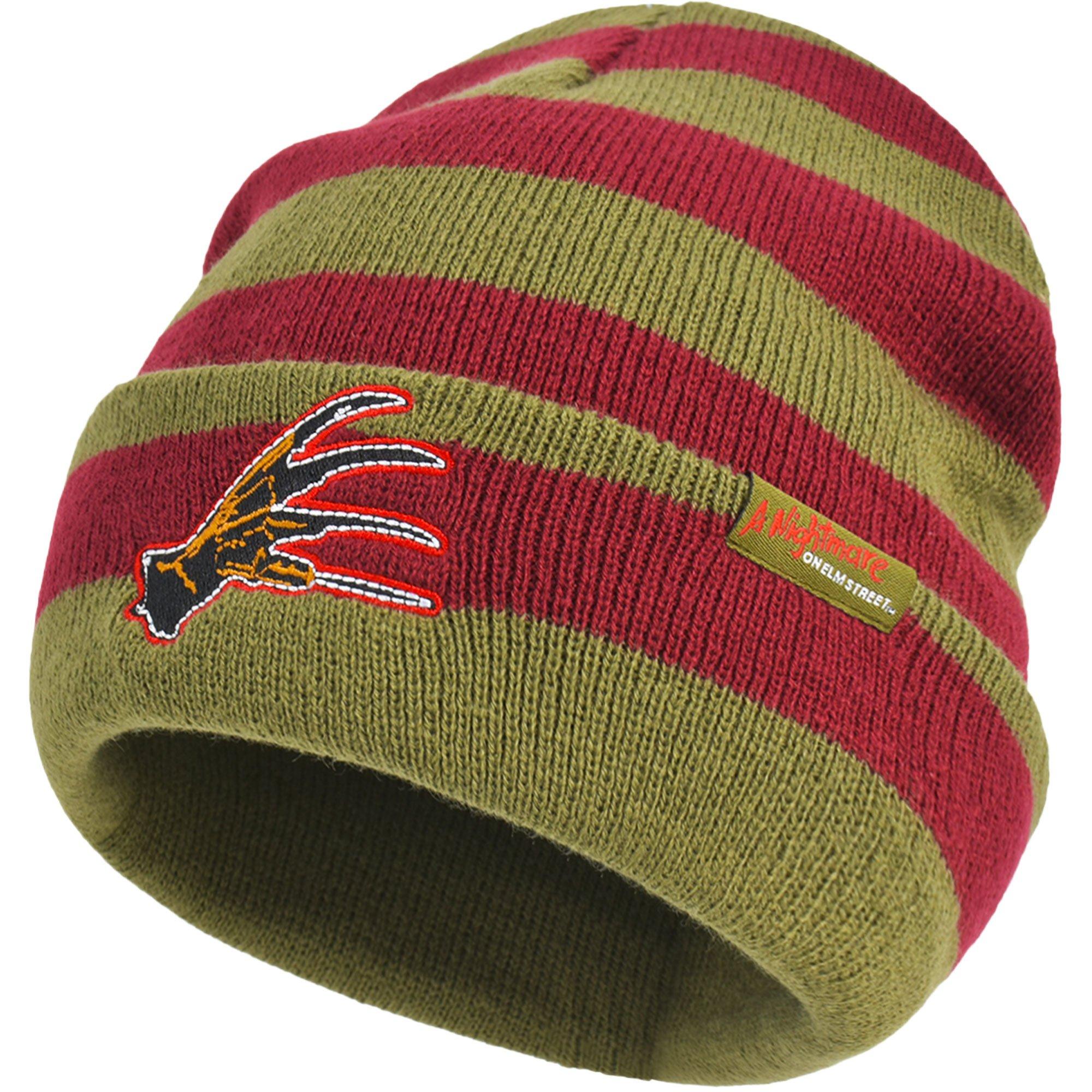 Green & Red Embroidered Freddy Krueger Glove Striped Acrylic Knit Beanie - A Nightmare on Elm Street - Image 3