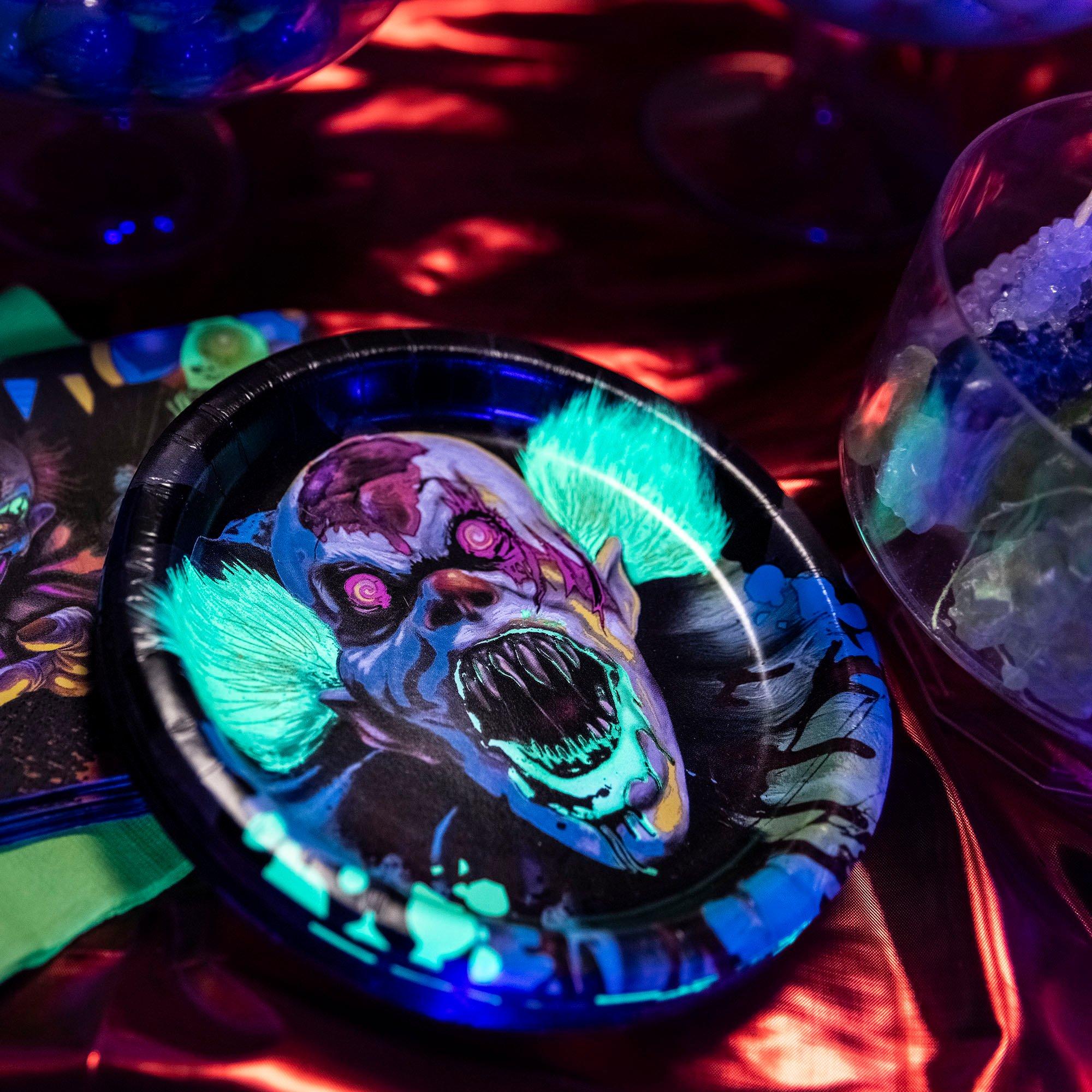 Creepy Carnival Black Light Reactive Paper Dessert Plates. 6.75in. 20ct - Image 3