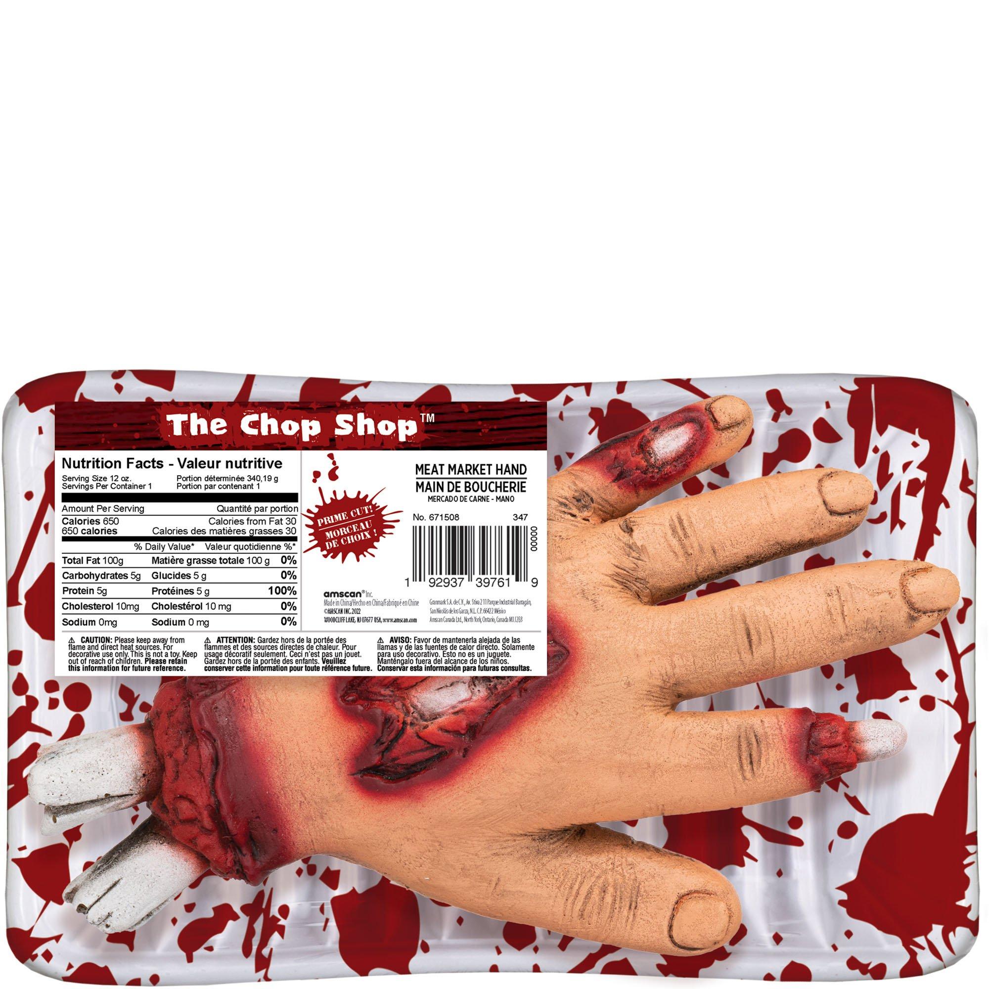 Meat Market Plastic Hand Prop. 7.5in x 4.5in - Get Axed