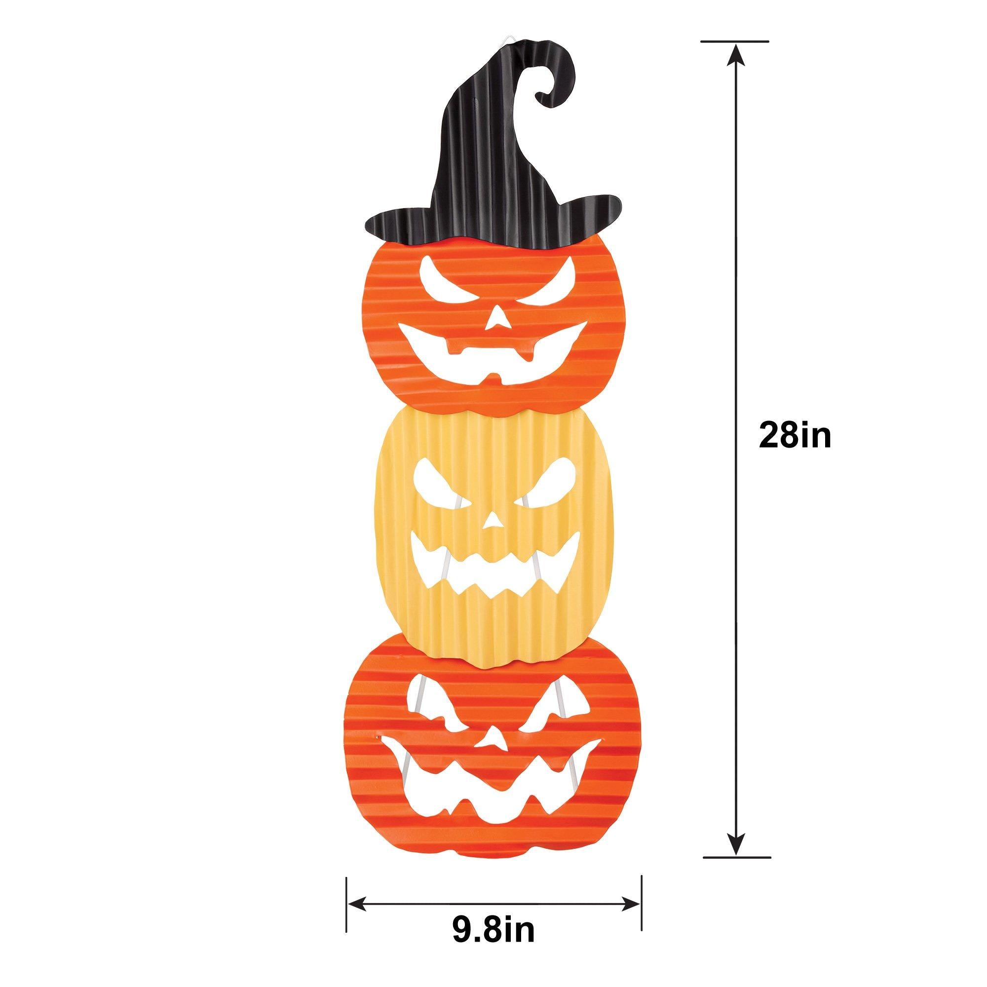 Jack-o'-Lantern Corrugated Metal Stacked Sign. 9.8in x 28in - Image 2